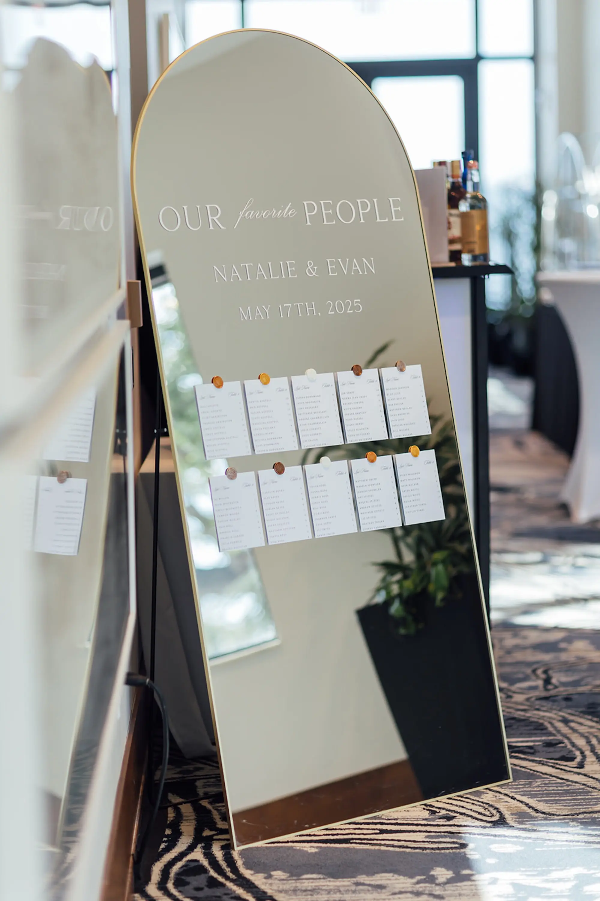 Coastal Peach and Blue Wedding Reception Seating Chart Decor Inspiration