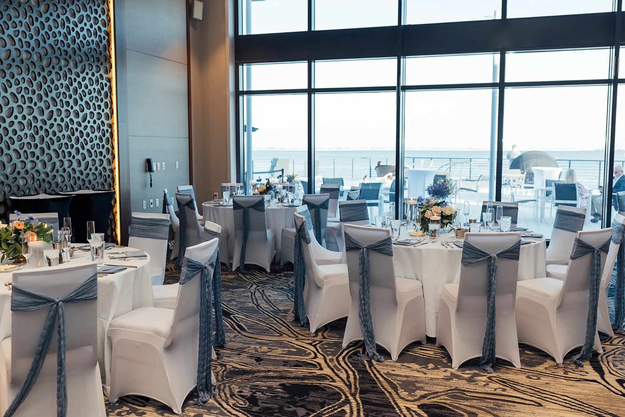 Coastal Peach and Blue Wedding Reception Decor Inspiration | Tampa Bay Event Venue The Current
