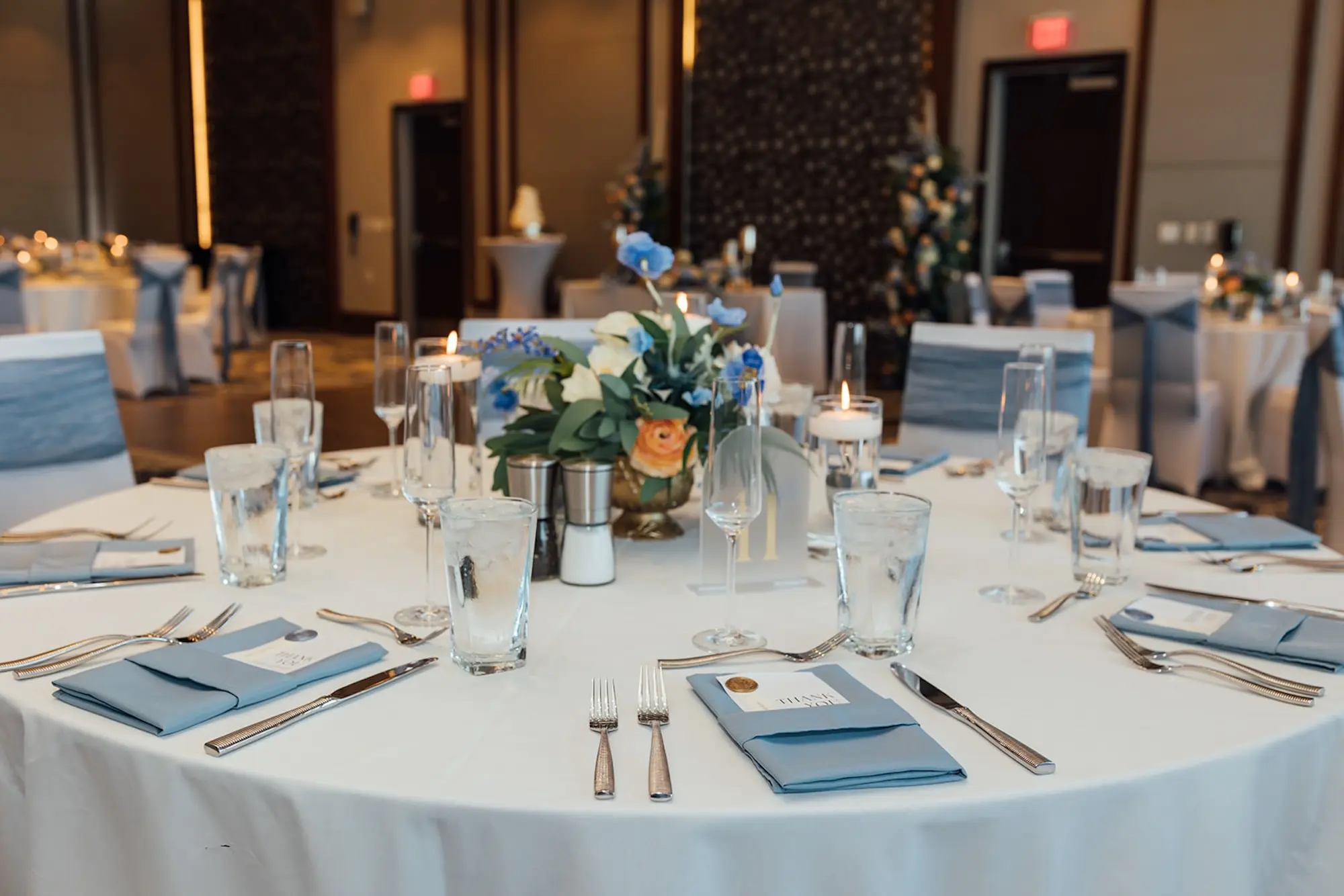 Coastal Peach and Blue Wedding Reception Tablescape Decor Inspiration