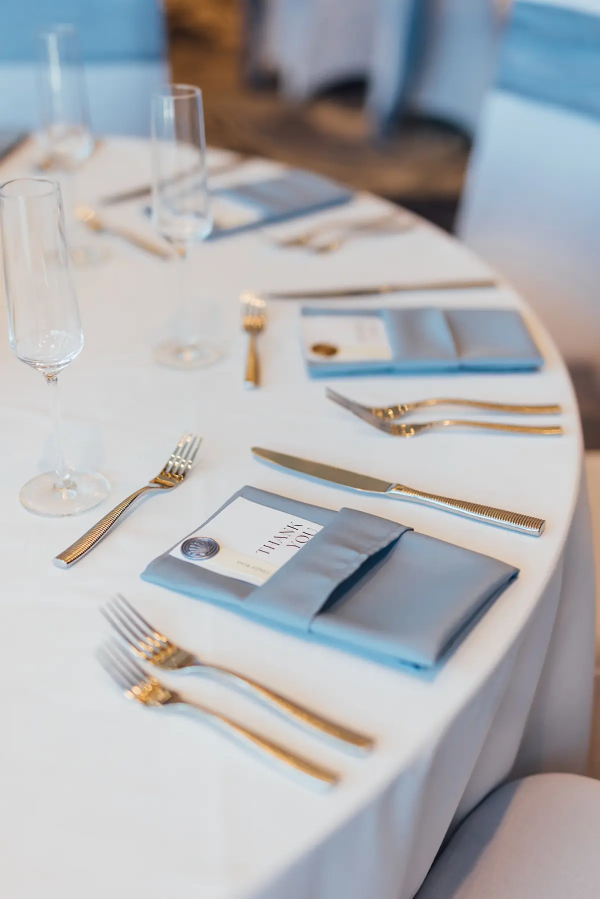 Coastal Peach and Blue Wedding Reception Place Setting Decor Inspiration
