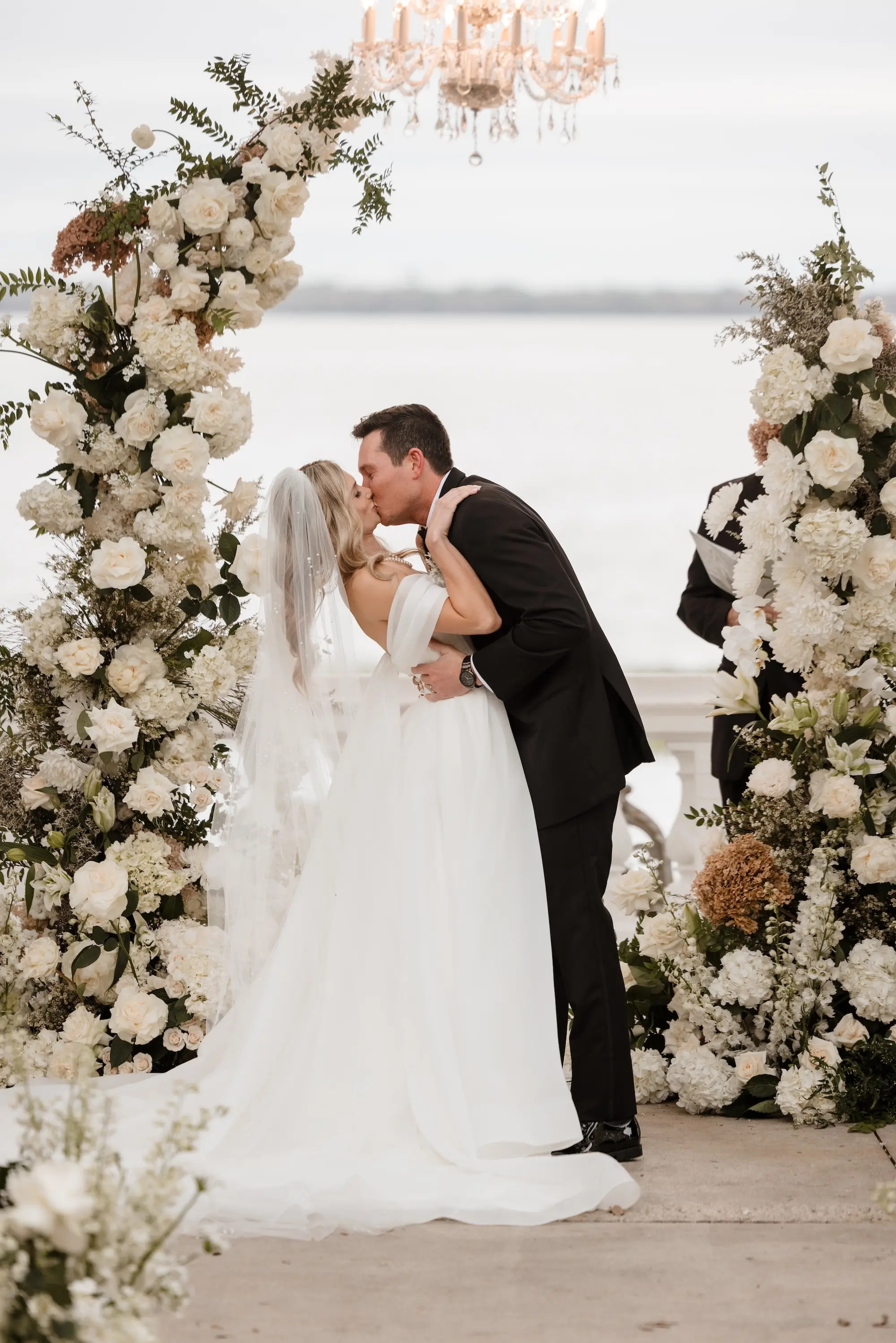 33Timeless Vintage Champagne Wedding Inspiration Evoke Photo and Film - Elegant, Neutral Central Florida Wedding | Bella Cosa Bride and Groom First Kiss Wedding Portrait | Tampa Bay Photographer Videographer Evoke Photo and Film