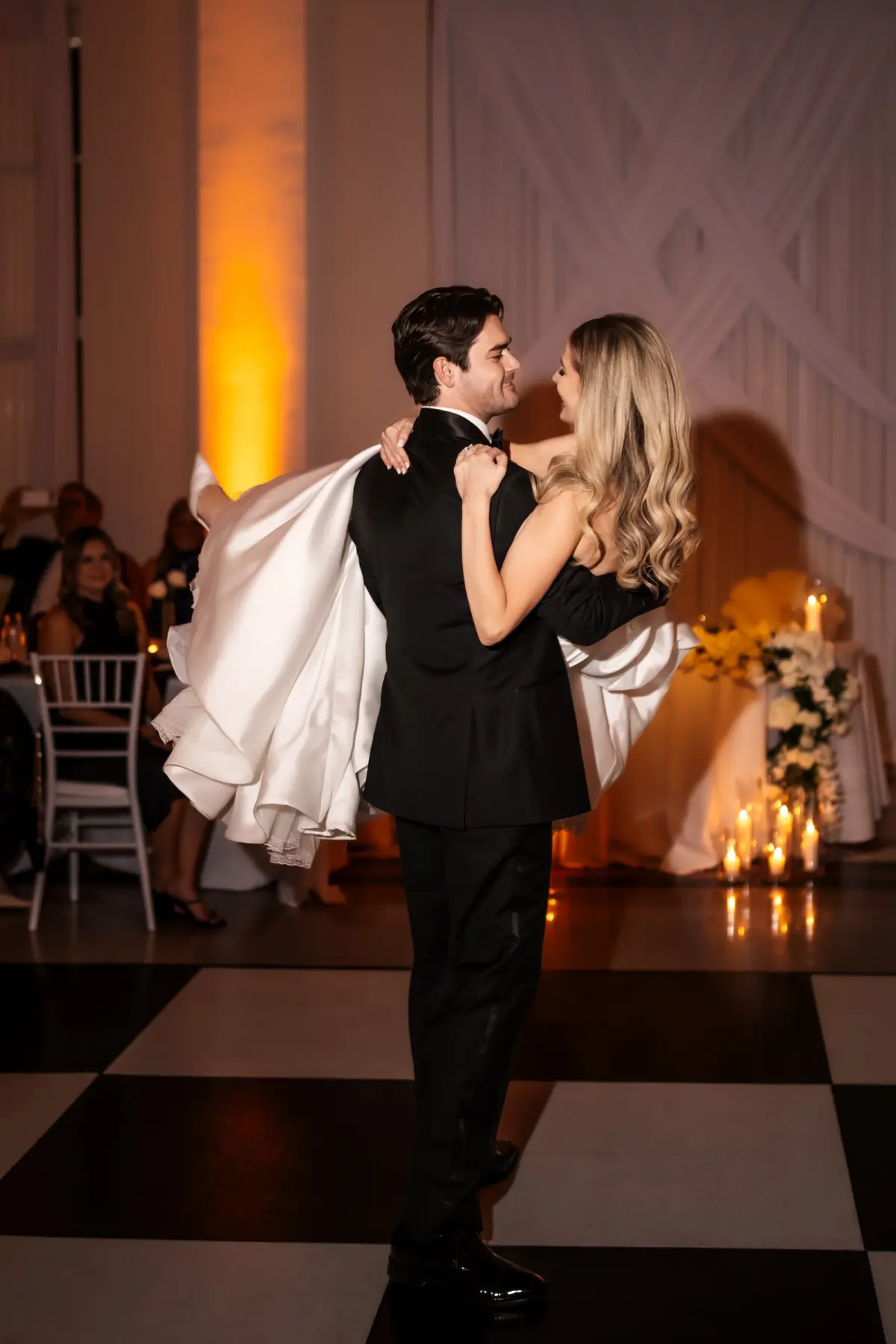 36Modern Black and White Wedding Inspiration - Timeless Black and White Downtown Tampa Wedding | The Vault Bride and Groom First Dance Wedding Portrait | Classic Black and White Dance Floor Ideas | DJ Grant Hemond and Associates