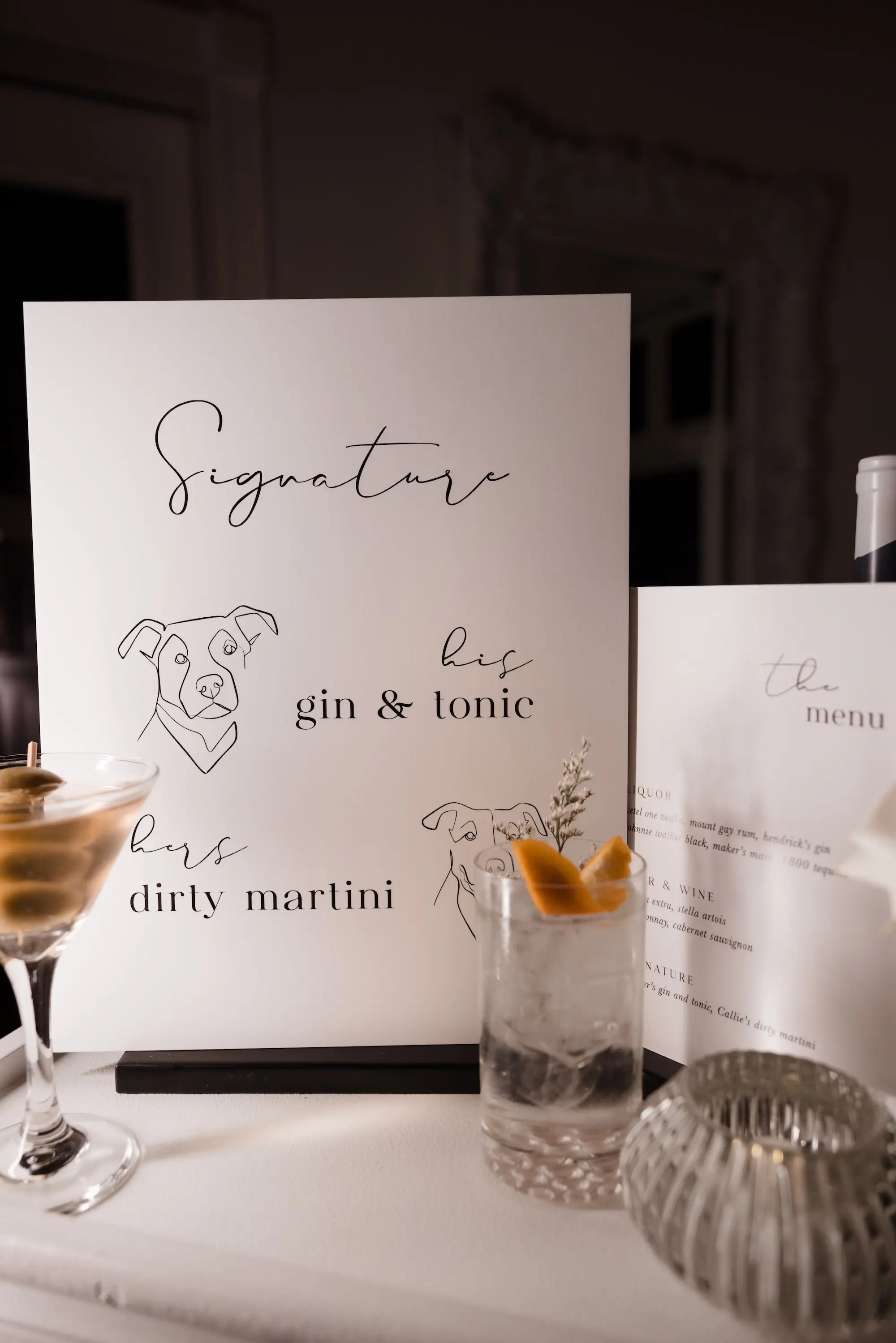 44Timeless Vintage Champagne Wedding Inspiration Evoke Photo and Film - Elegant, Neutral Central Florida Wedding | Bella Cosa Timeless Wedding Reception Signature Cocktail Sign Ideas