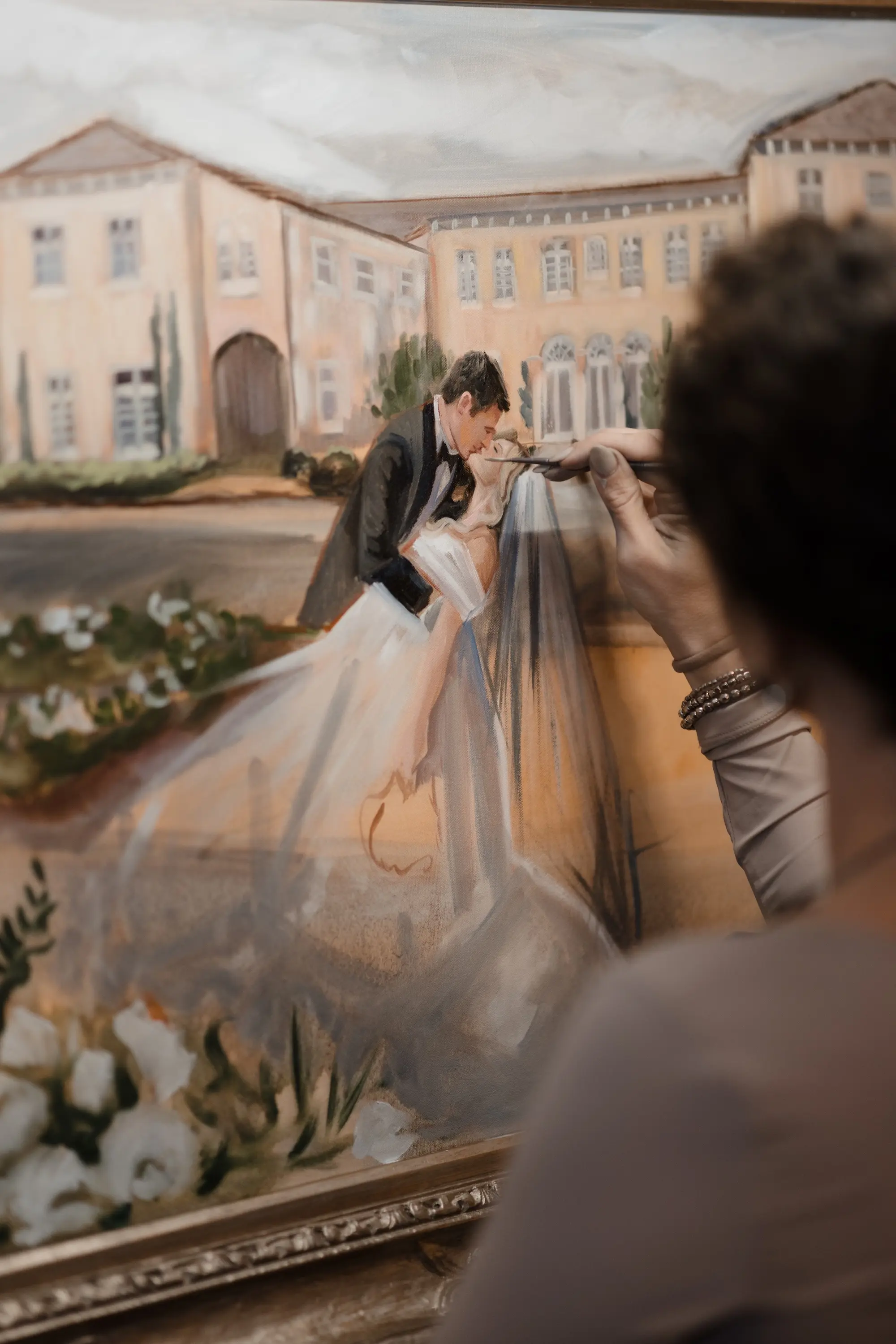 54Timeless Vintage Champagne Wedding Inspiration Evoke Photo and Film - Elegant, Neutral Central Florida Wedding | Bella Cosa Live Wedding Painting Inspiration