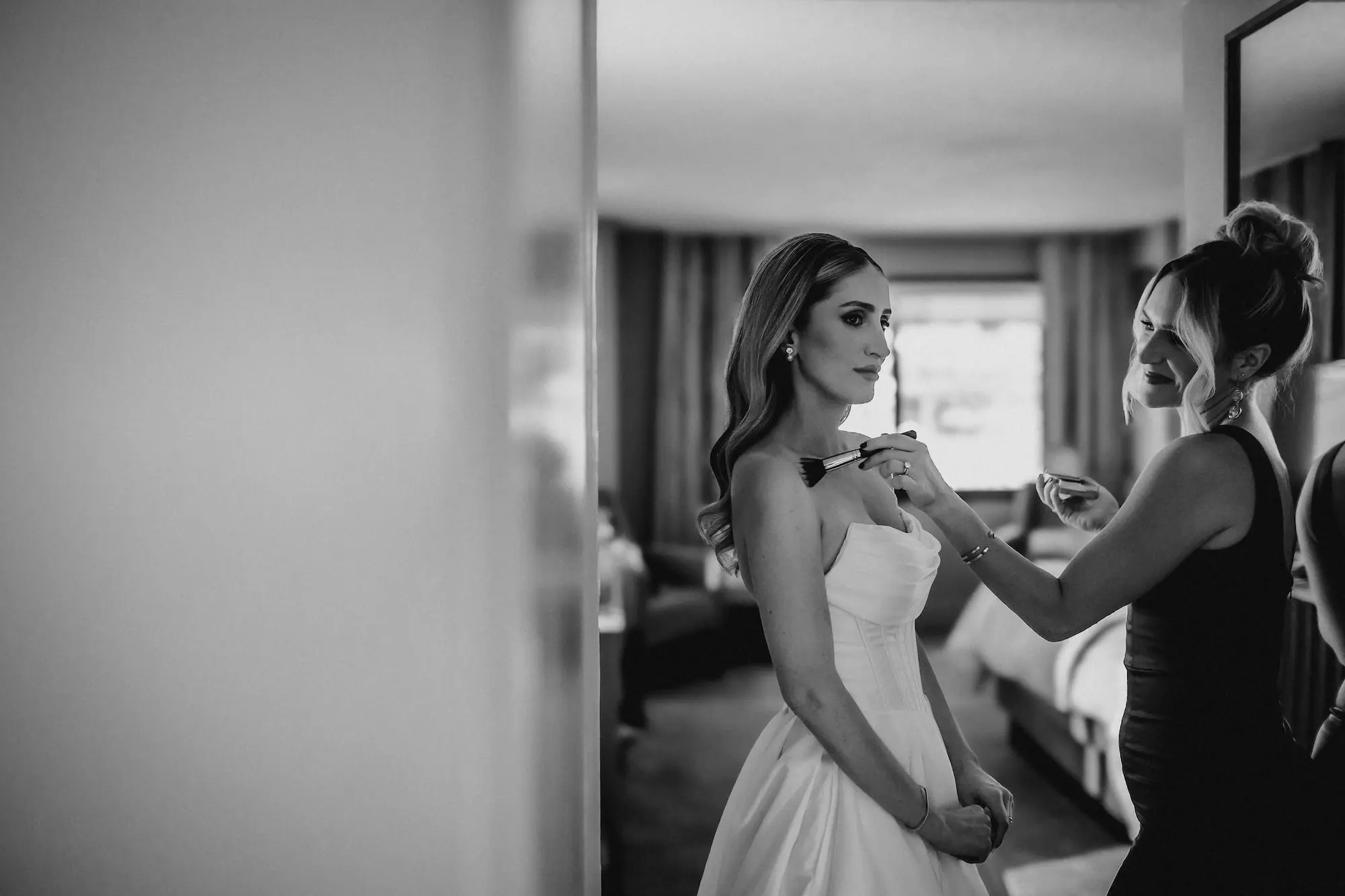 5Modern Black and White Wedding Inspiration - Timeless Black and White Downtown Tampa Wedding | The Vault Bride Getting Ready Wedding Portrait | Tampa Bay Hair and Makeup Artist Femme Akoi Beauty Studio