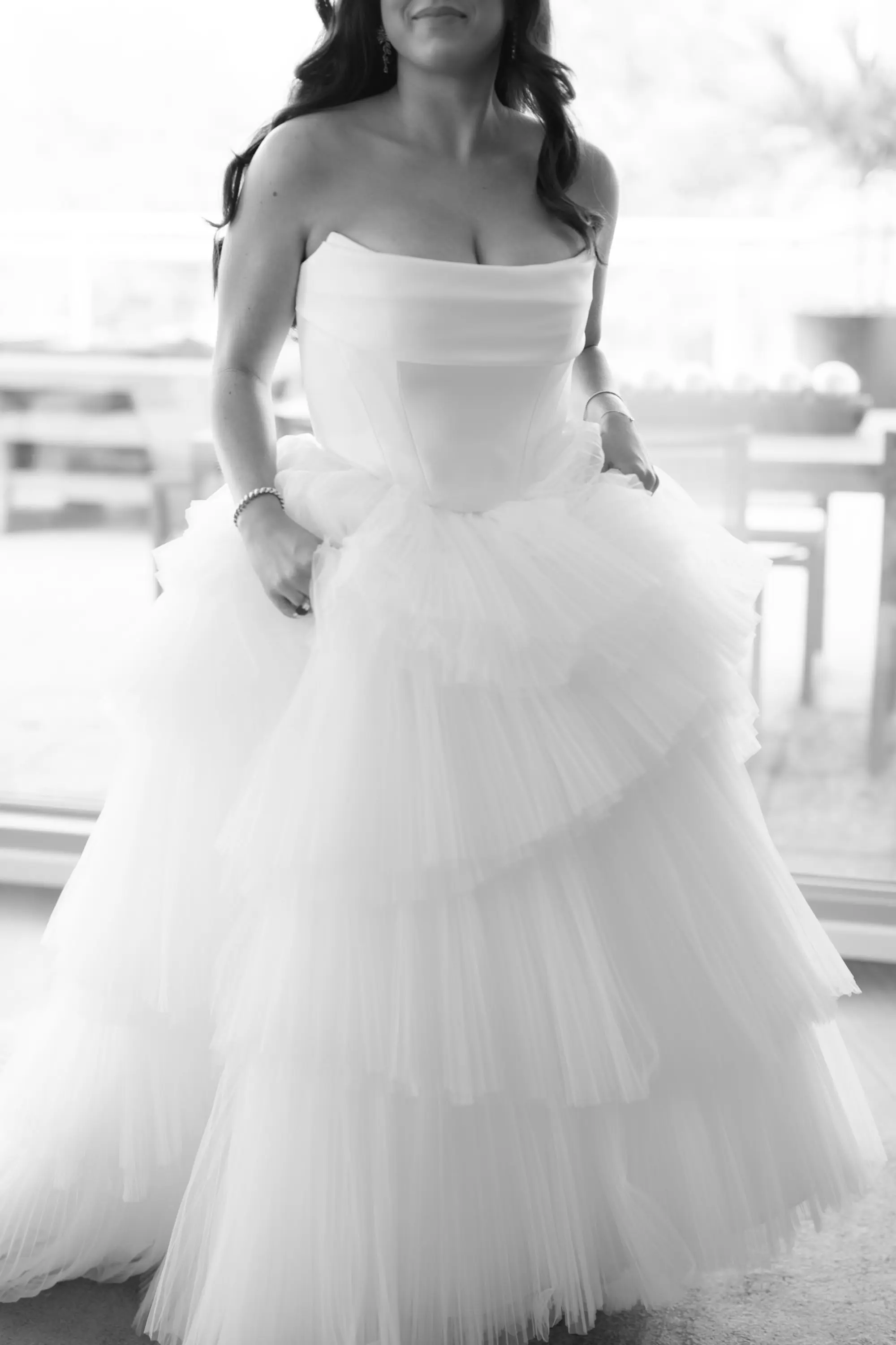 6Modern Classic Black and White Wedding Inspiration - Modern, Black and White Tampa Wedding | Hyde House Public Studio Bride Getting Ready Wedding Portrait | KYHA Studios Wedding Dress Inspiration