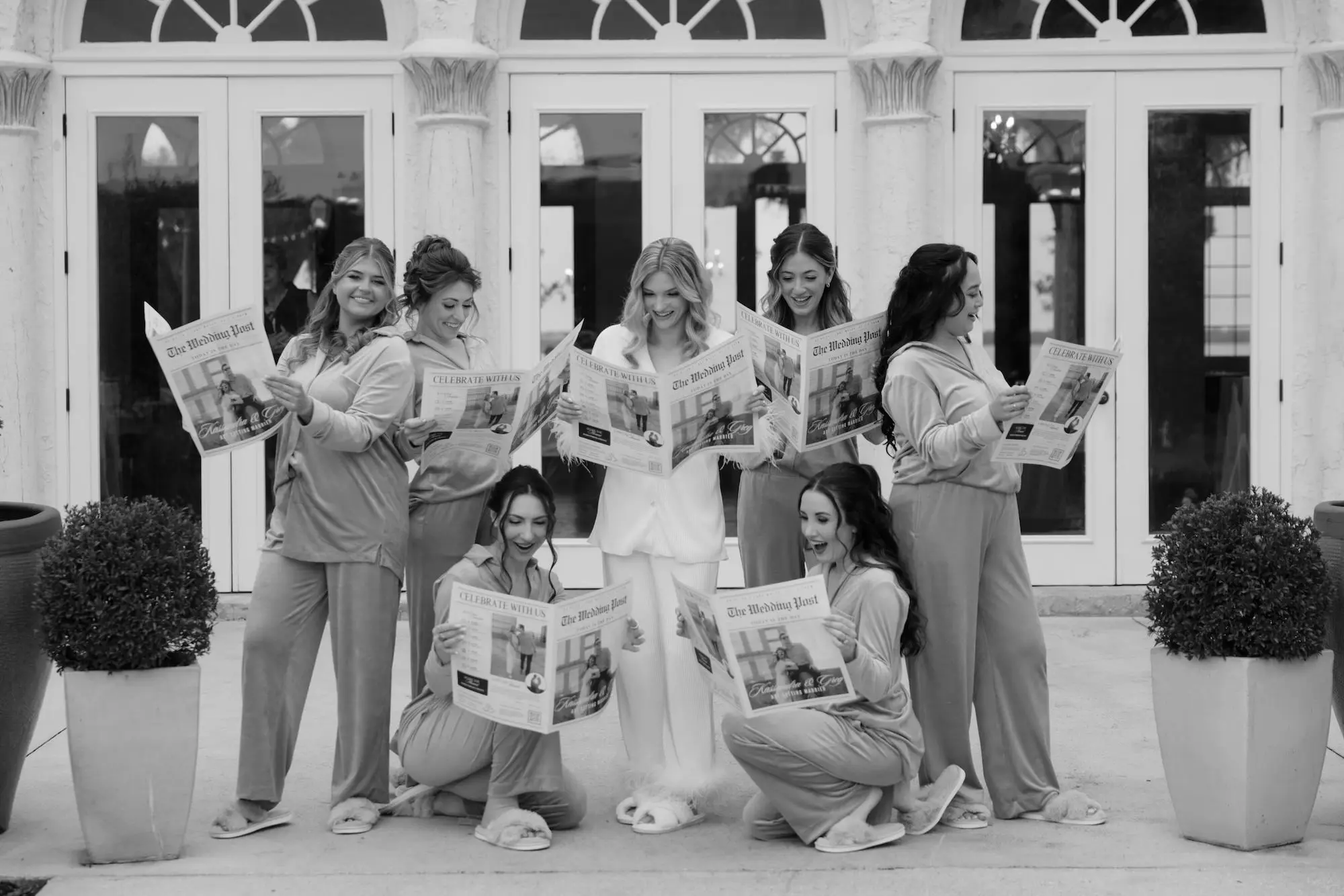 6Timeless Vintage Champagne Wedding Inspiration Evoke Photo and Film - Elegant, Neutral Central Florida Wedding | Bella Cosa Bride and Bridesmaids Getting Ready Wedding Portrait