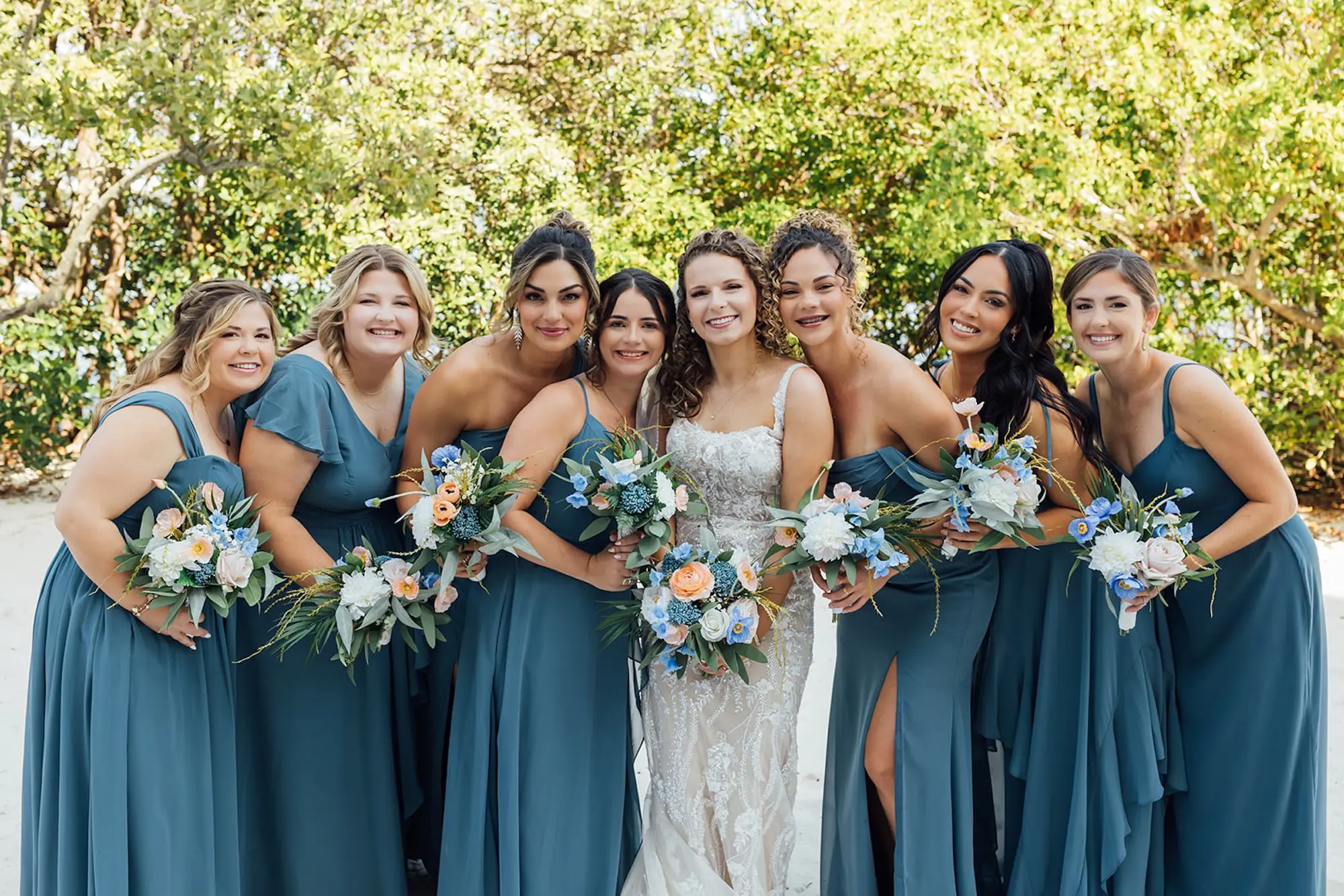Mismatched Teal Bridesmaid Wedding Dress Ideas