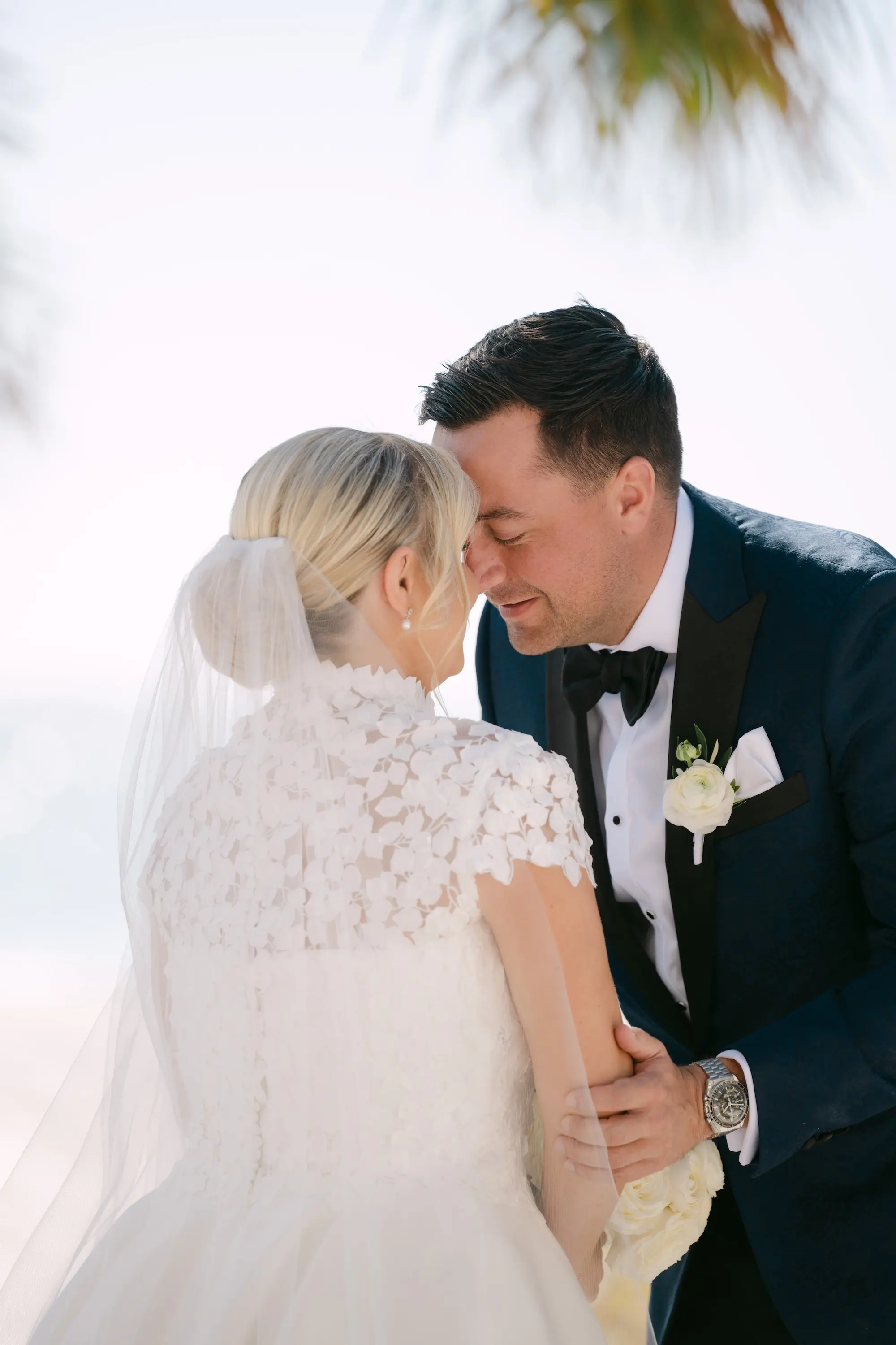 10Tropical Red and Orange Outdoor Florida Destination Wedding - Tropical Outdoor Sarasota Wedding | The Resort at Longboat Key Club Bride and Groom First Look Private Vow Wedding Portrait