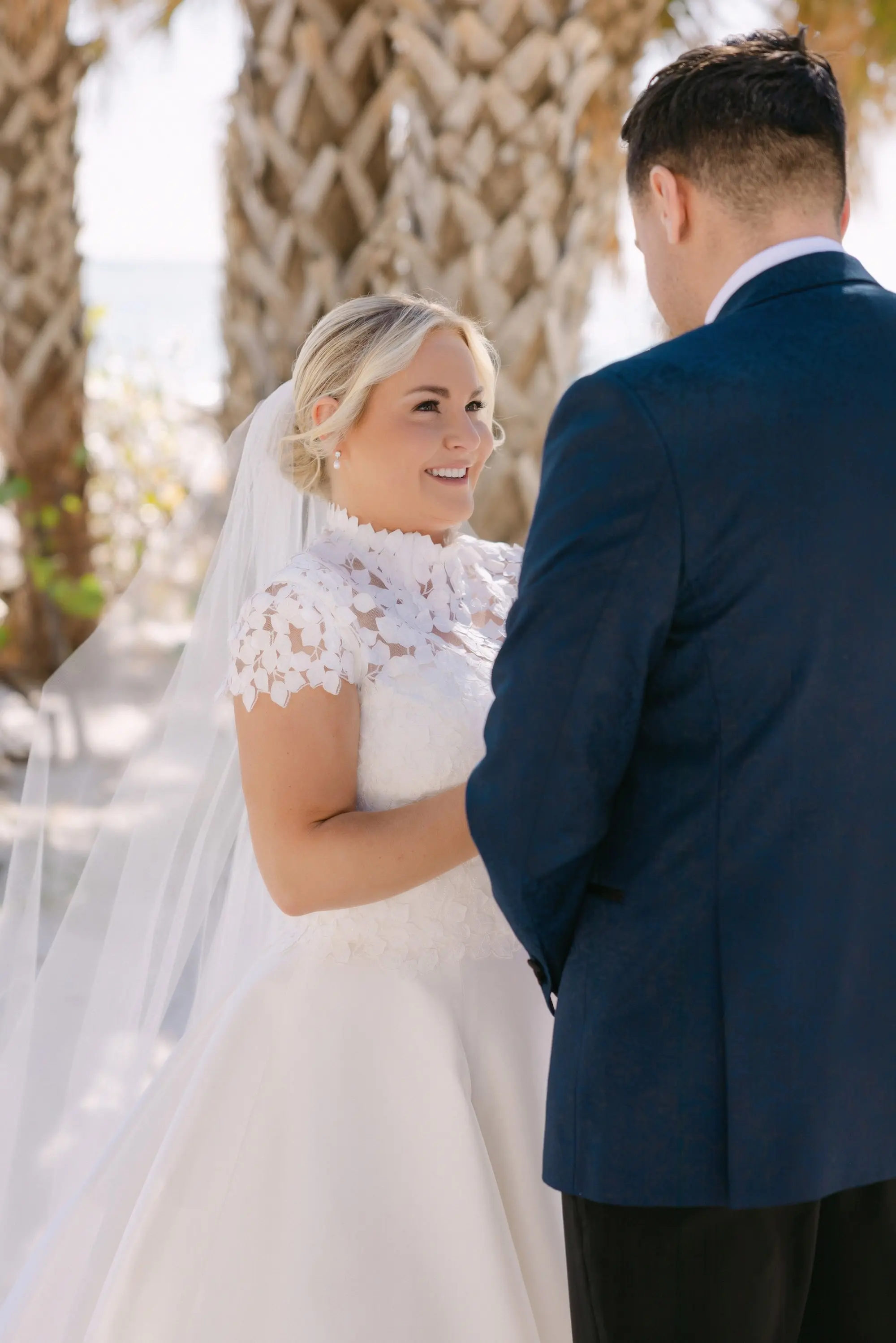 13Tropical Red and Orange Outdoor Florida Destination Wedding - Tropical Outdoor Sarasota Wedding | The Resort at Longboat Key Club Bride and Groom Wedding Portrait