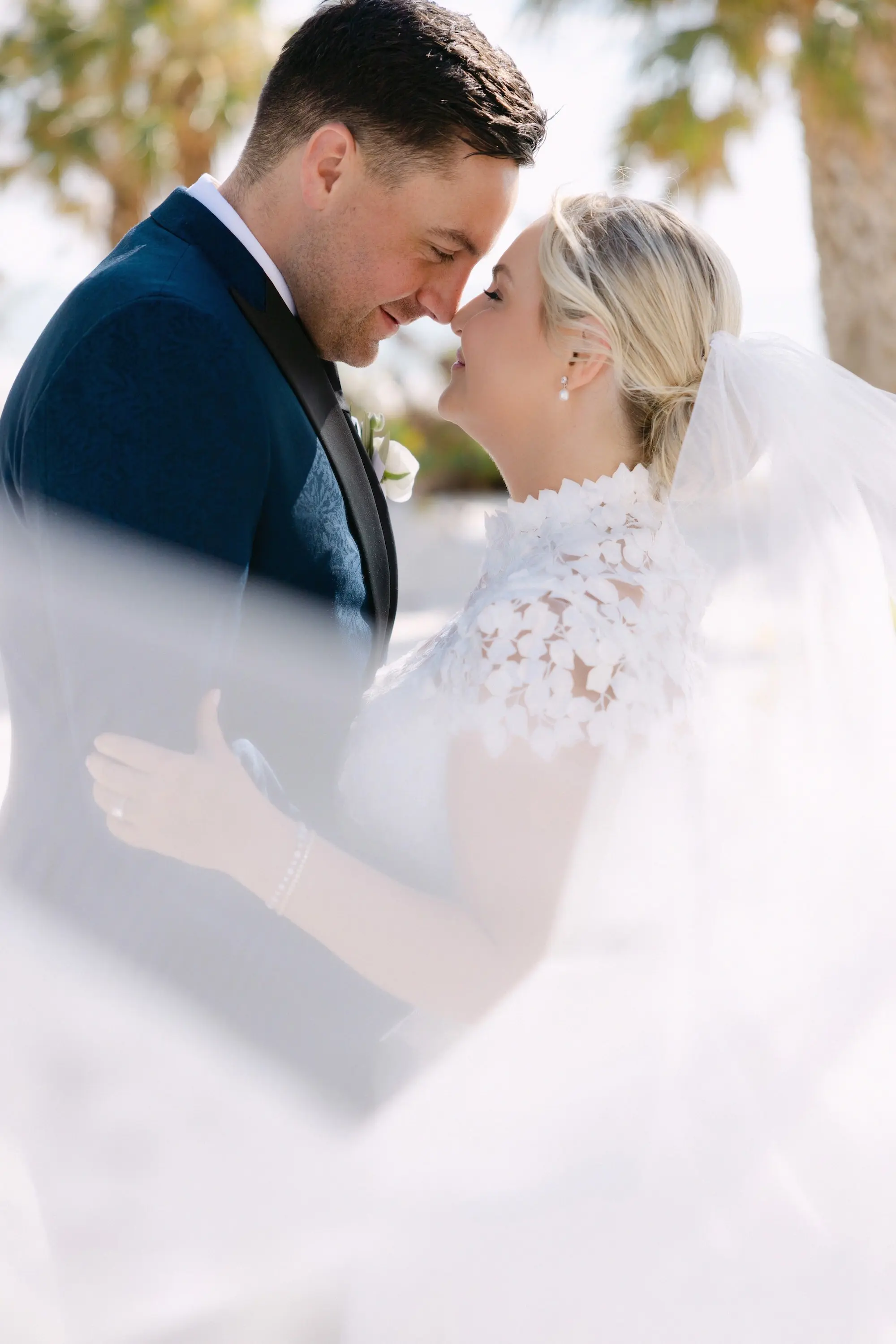 16Tropical Red and Orange Outdoor Florida Destination Wedding - Tropical Outdoor Sarasota Wedding | The Resort at Longboat Key Club Bride and Groom Wedding Portrait
