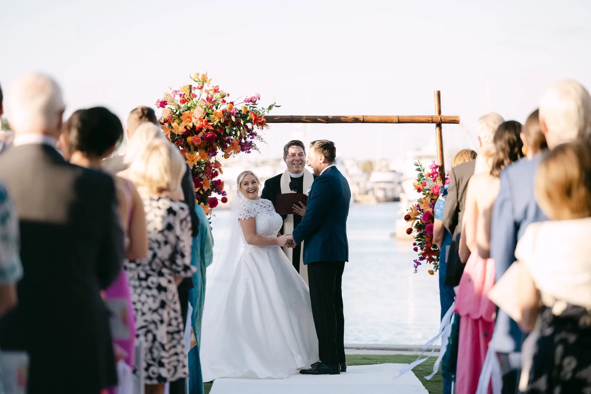 26Tropical Red and Orange Outdoor Florida Destination Wedding - Tropical Outdoor Sarasota Wedding | The Resort at Longboat Key Club Tropical Red and Orange Outdoor Wedding Ceremony Decor Inspiration