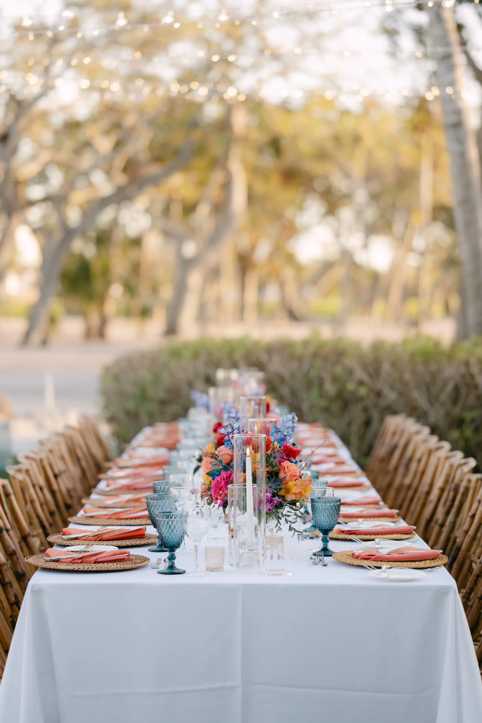 44Tropical Red and Orange Outdoor Florida Destination Wedding - Tropical Outdoor Sarasota Wedding | The Resort at Longboat Key Club Tropical Red and Orange Outdoor Wedding Reception Decor Ideas