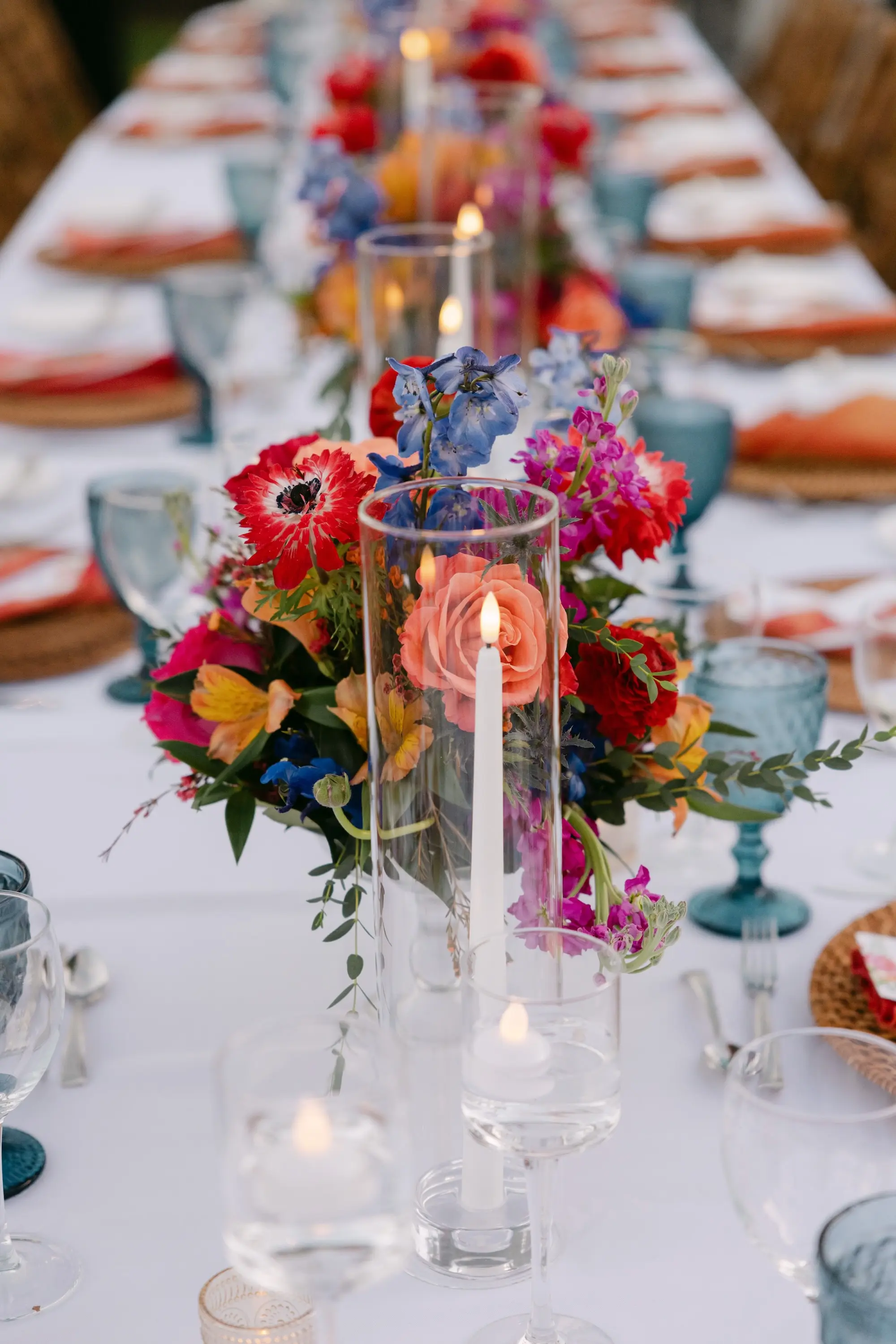 49Tropical Red and Orange Outdoor Florida Destination Wedding - Tropical Outdoor Sarasota Wedding | The Resort at Longboat Key Club Tropical Red and Orange Outdoor Wedding Reception Centerpiece Decor Inspiration