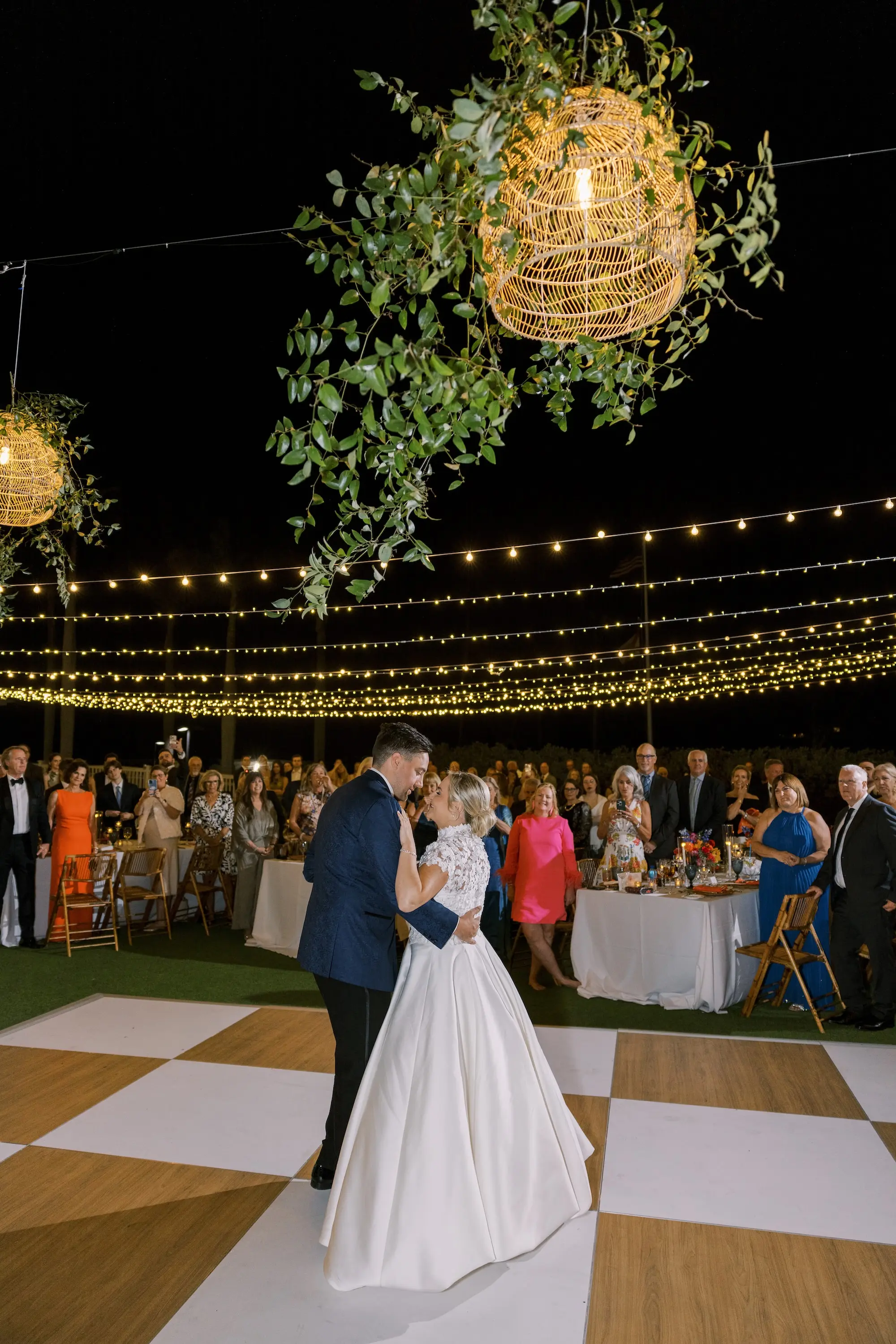 53Tropical Red and Orange Outdoor Florida Destination Wedding Venue Resort and Longoboat Key Club - Tropical Outdoor Sarasota Wedding | The Resort at Longboat Key Club Bride and Groom First Dance Wedding Portrait | Tampa Bay Event Venue The Resort at Longboat Key Club