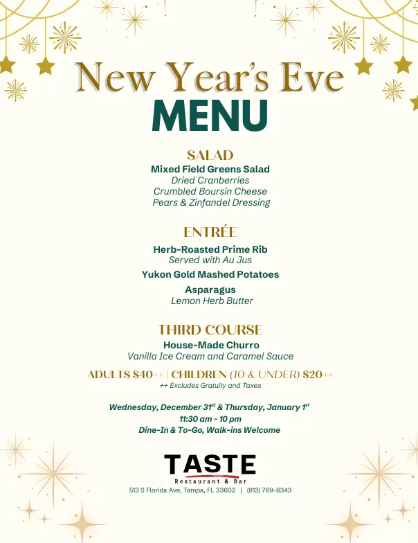 TASTE NYE - Best Places to Celebrate New Year's Eve in Tampa Bay 2025 TASTE NYE