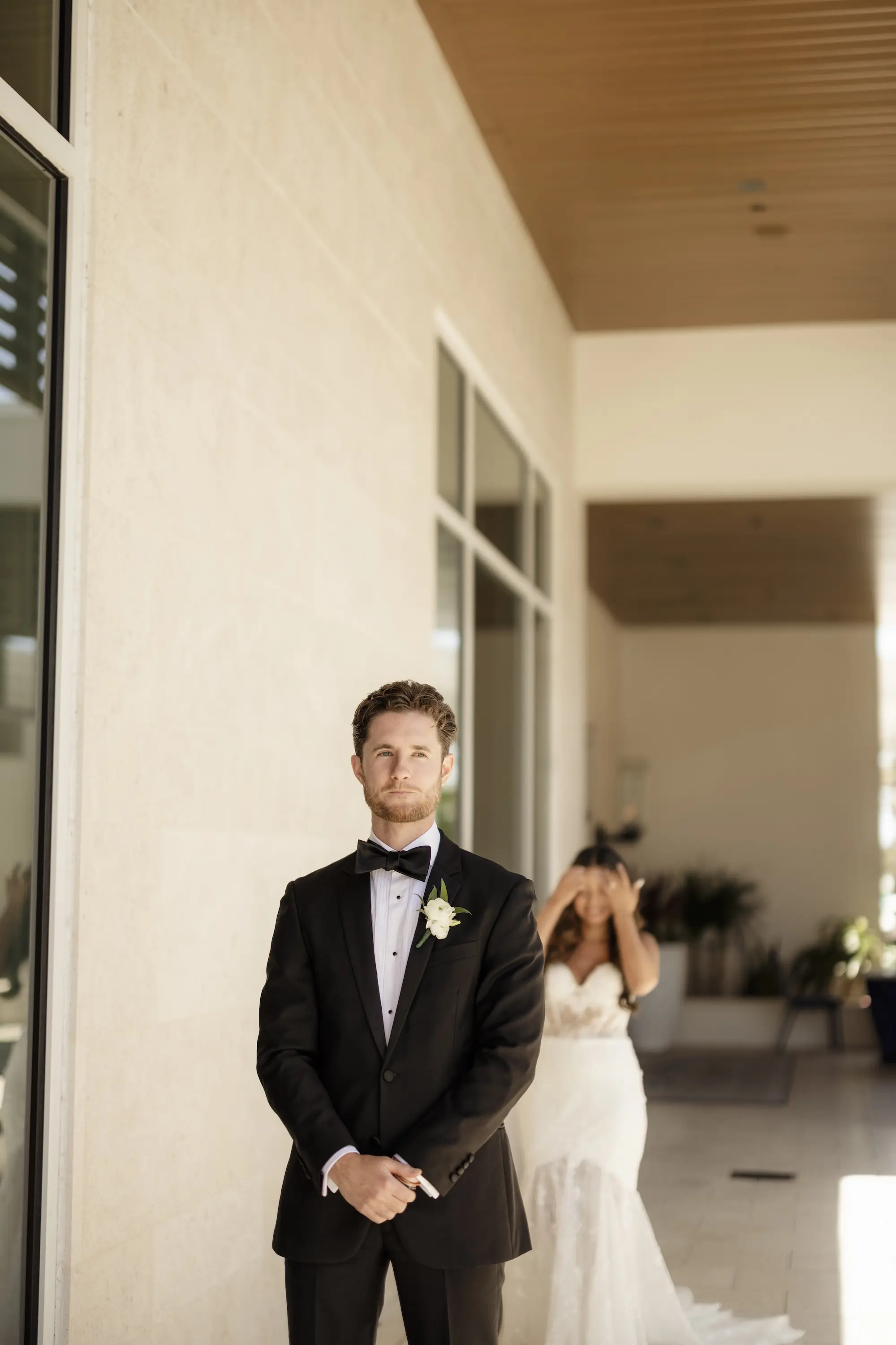 Bride and Groom First Look Wedding Portrait