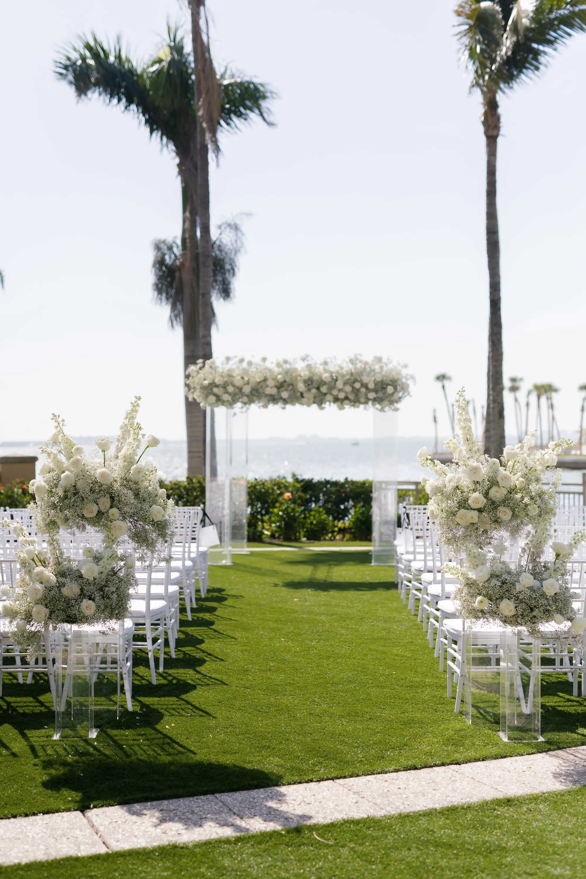 Classic Black, White, and Green Florida Wedding Ceremony Decor Inspiration | Event Venue Ritz Carlton Sarasota | Tampa Bay Planner MDP Events