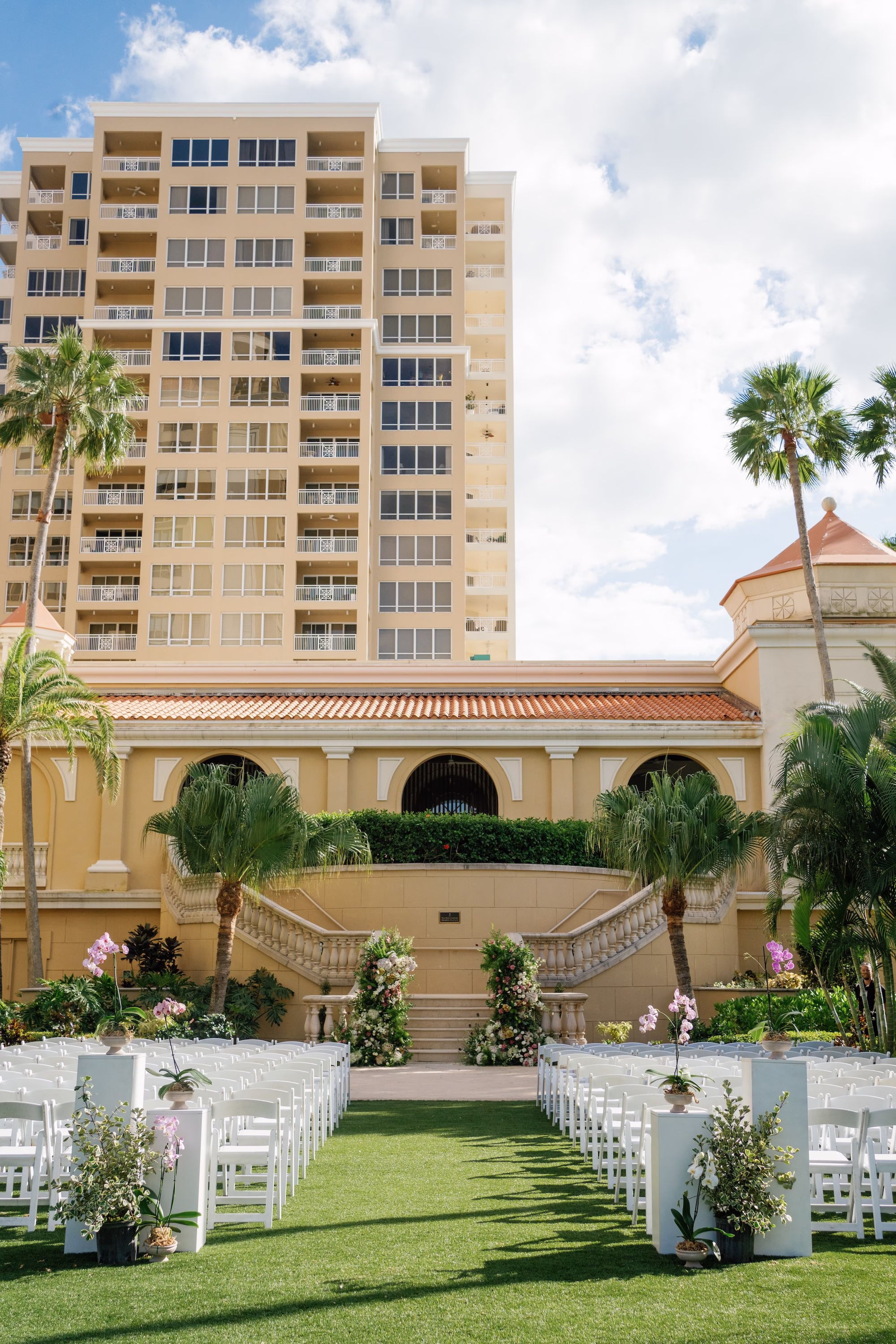 16Elegant Florida Garden Party Wedding Inspiration Ritz Carlton Sarasota - Luxurious Garden Destination Wedding | Ritz-Carlton, Sarasota Elegant Outdoor Lawn Wedding Ceremony with White Garden Chairs Inspiration | Luxury Wedding Venue The Ritz-Carlton Sarasota