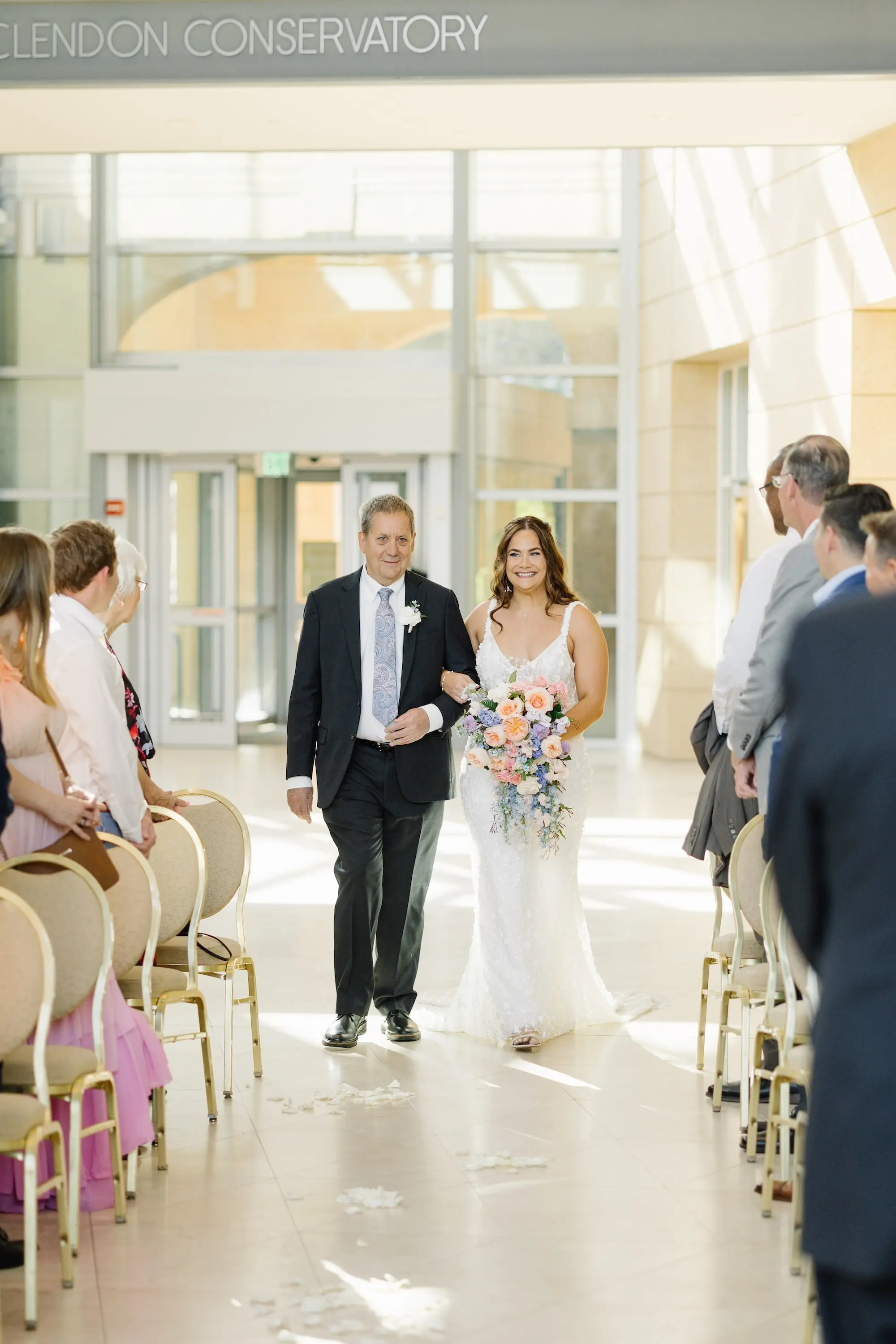 16Green Purple and Pink Spring Florida Wedding Inspiration - Pastel, Old Florida Spring Wedding | The Birchwood Bride and Father Walking Down Wedding Aisle
