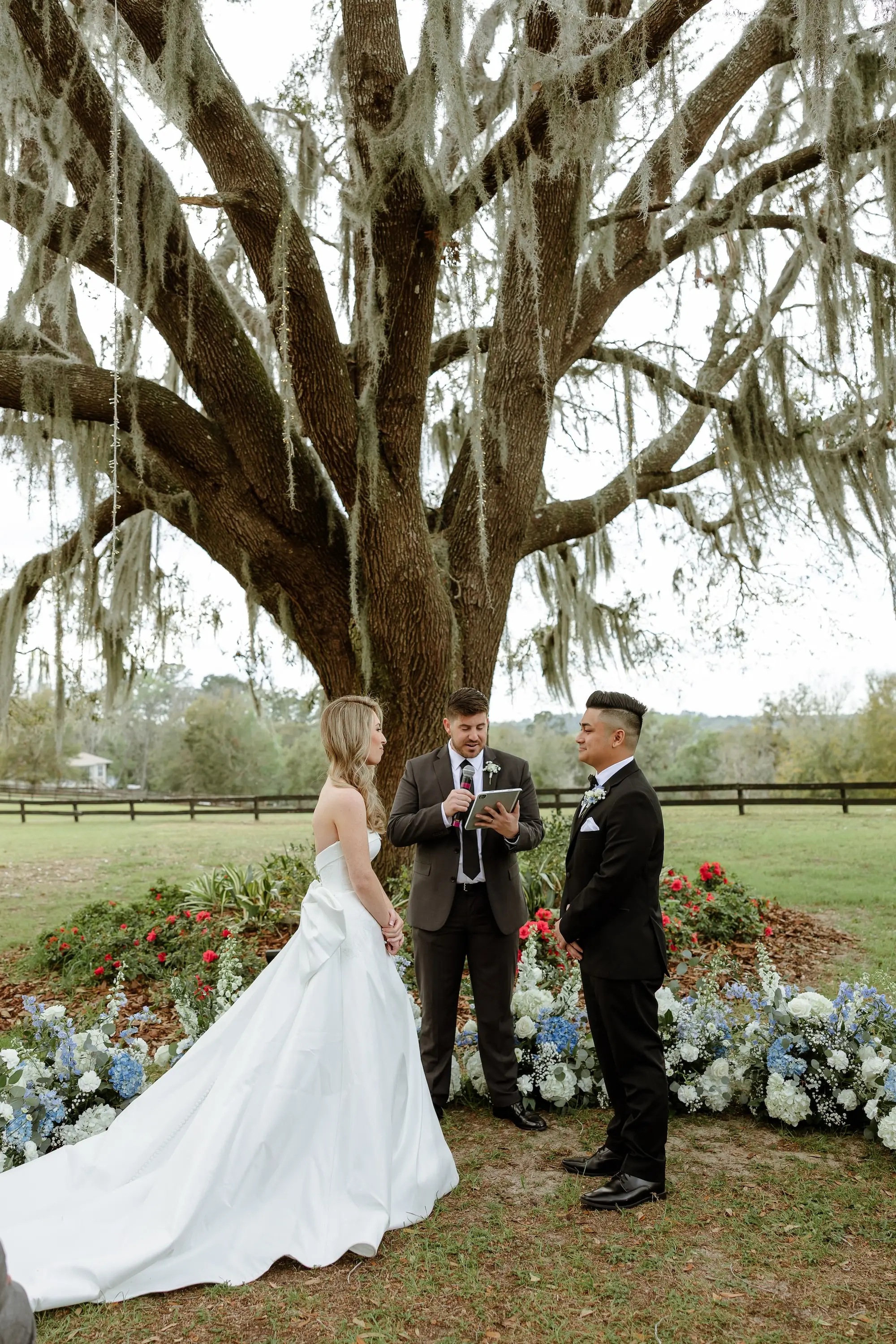 17Classic LIght Blue Florida Wedding Ideas Tampa Bay Venue La Hacienda on Snow Hill - Classic White and Light Blue Brooksville Wedding | La Hacienda on Snow Hill Bride and Groom Wedding Ceremony Portrait