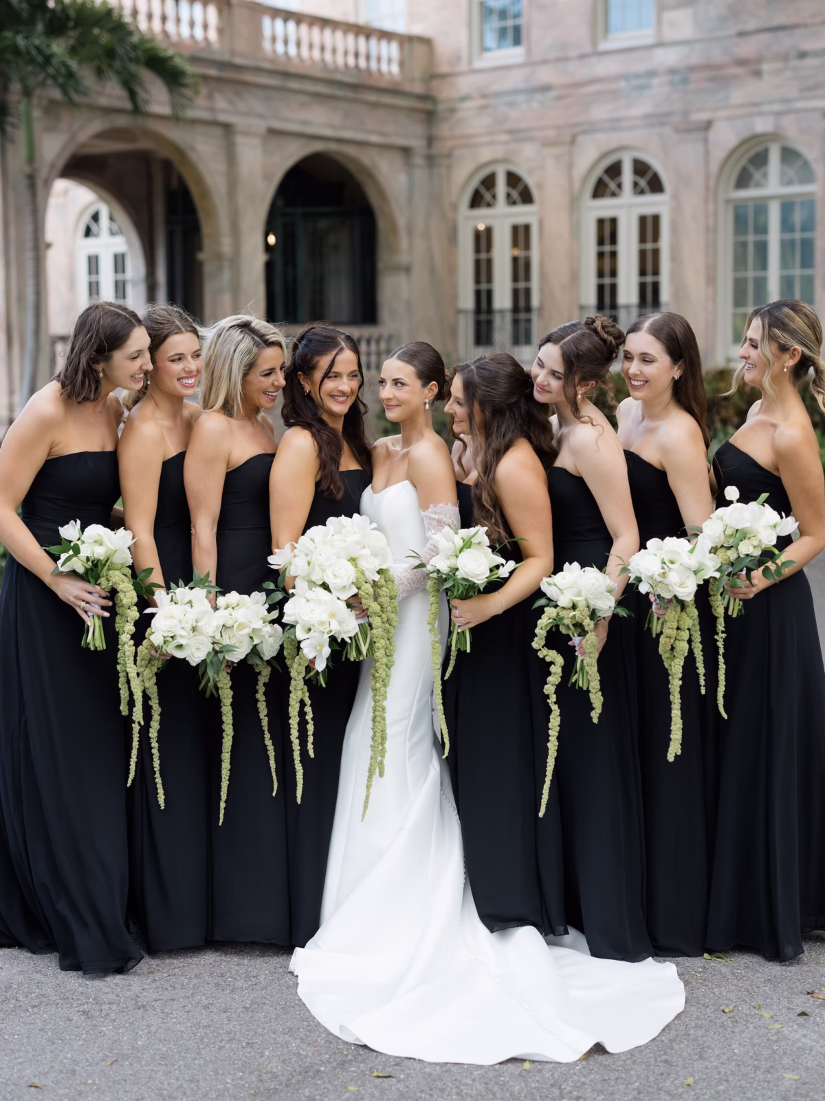 17Classy Black and White Timeless Wedding Inspiration - Chic, Black and White Sarasota Wedding | New College of Florida Bride and Bridesmaids Wedding Portrait | Sarasota Florist Save The Date Florida