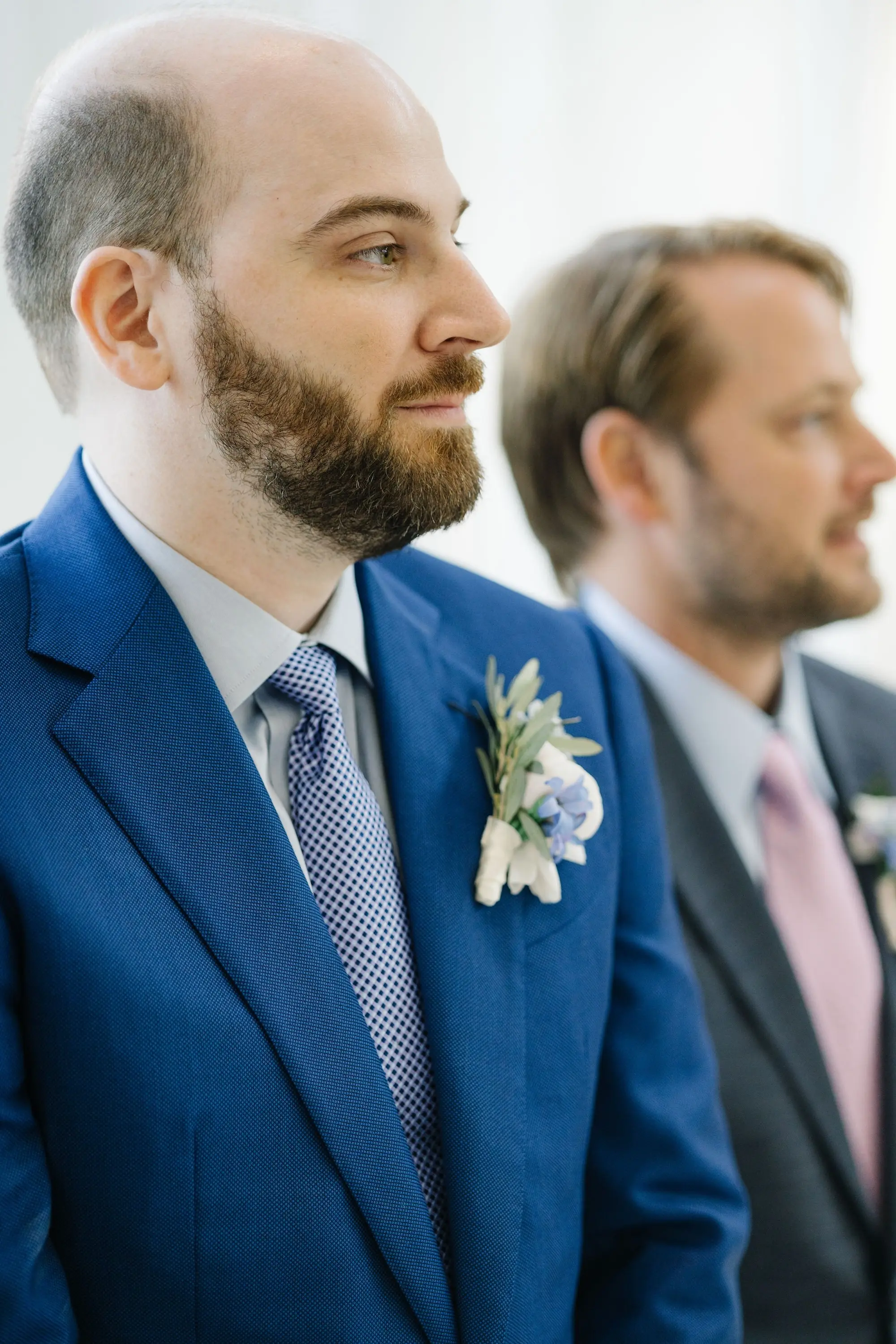 17Green Purple and Pink Spring Florida Wedding Inspiration - Pastel, Old Florida Spring Wedding | The Birchwood Groom's Reaction to Bride Walking Down Wedding Aisle