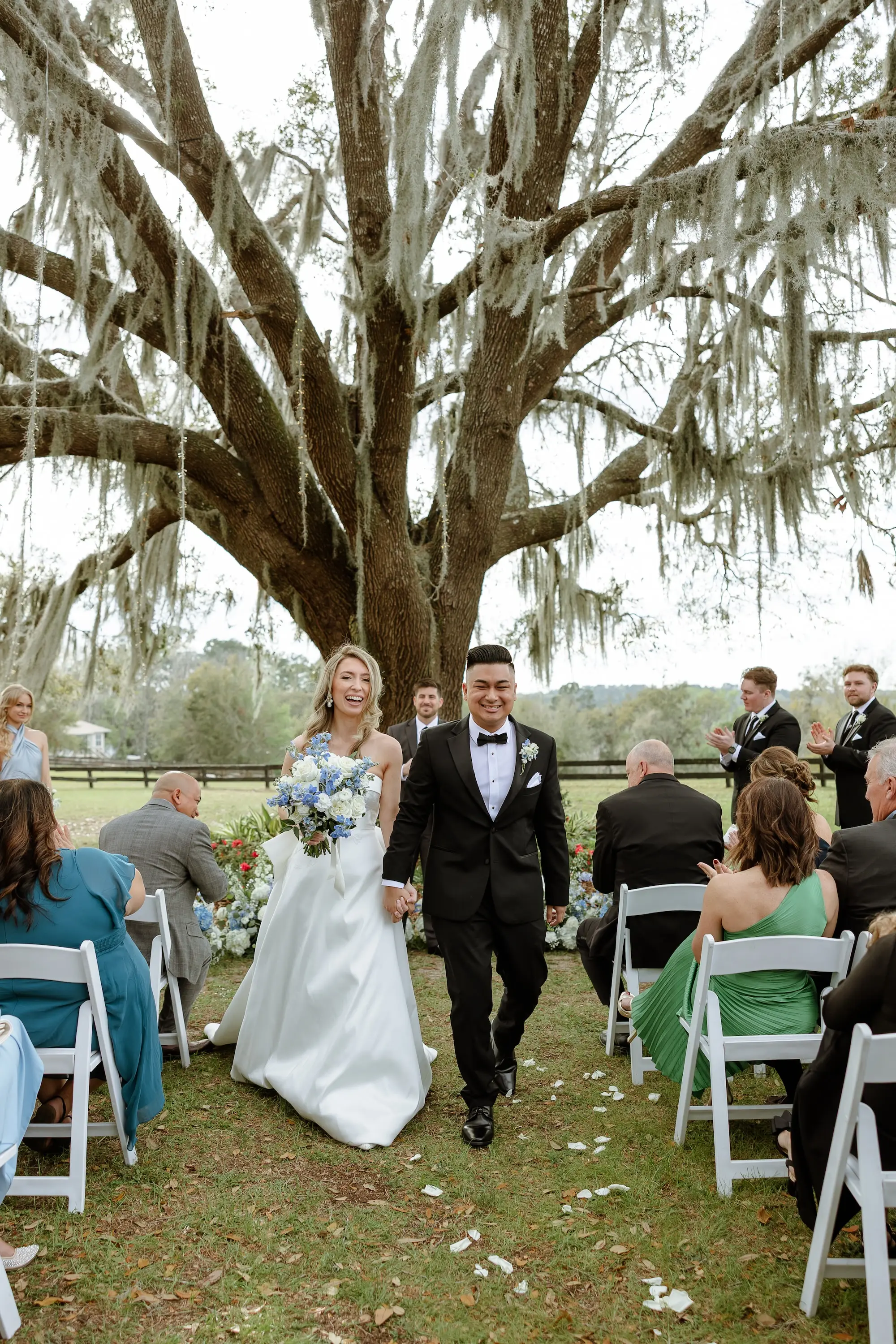 18Classic LIght Blue Florida Wedding Ideas - Classic White and Light Blue Brooksville Wedding | La Hacienda on Snow Hill Bride and Groom Just Married Wedding Portrait