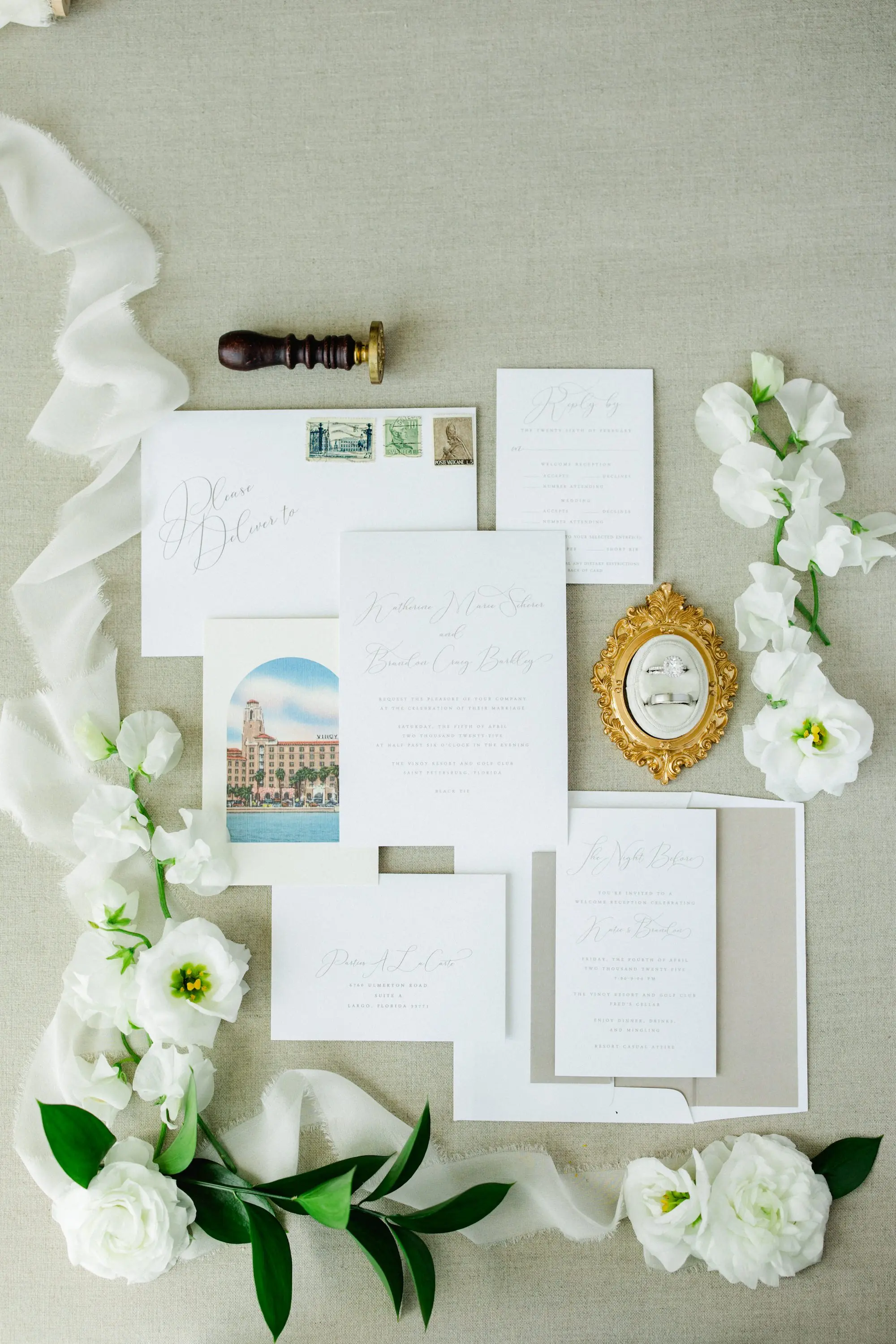 1Classic White and Gold Florida Wedding - Classic White and Gold St. Petersburg Wedding | The Vinoy Classic White and Gold Wedding Invitation Suite Ideas