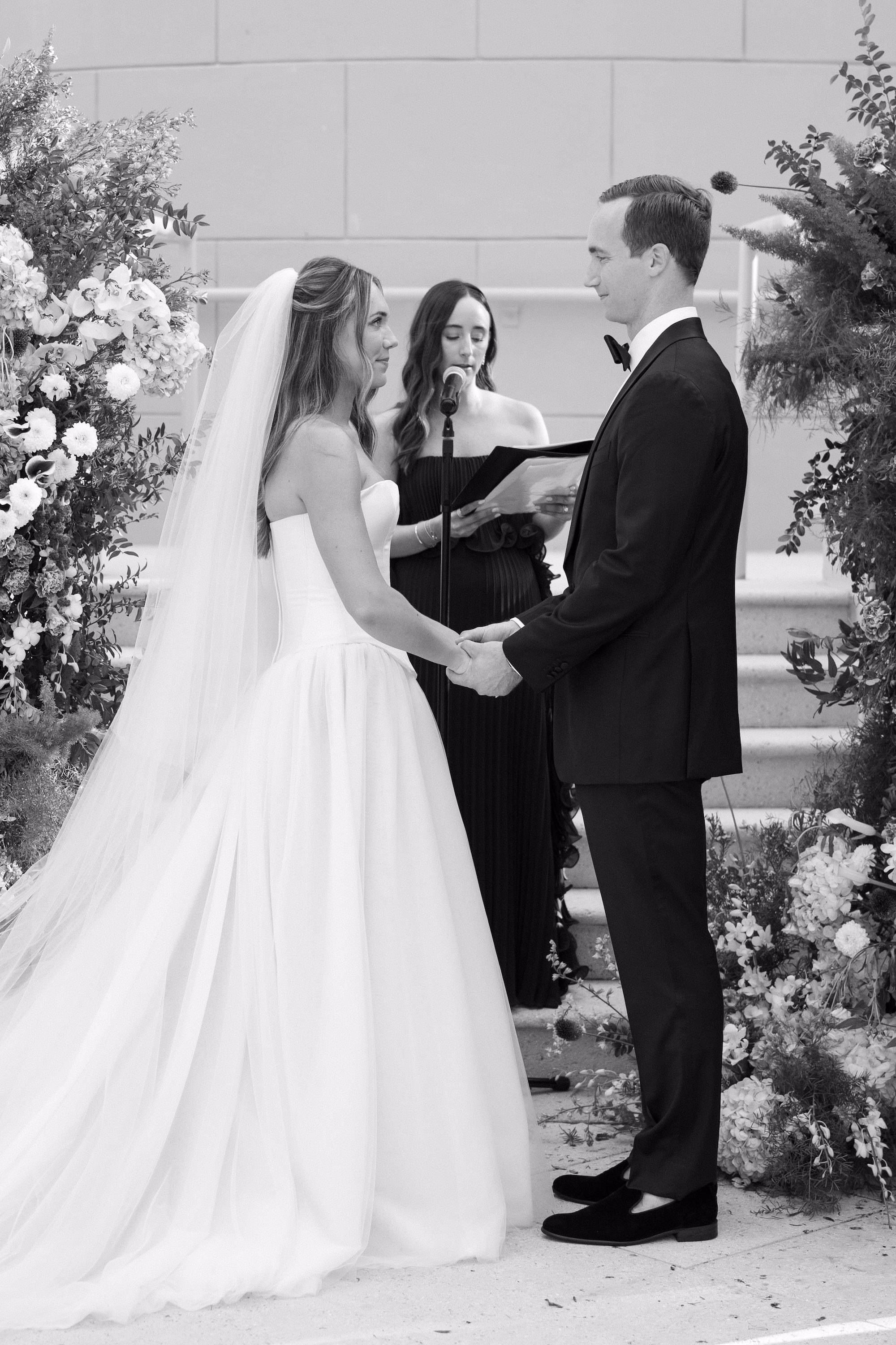 20Elegant Florida Garden Party Wedding Inspiration - Luxurious Garden Destination Wedding | Ritz-Carlton, Sarasota Black and White Bride and Groom Wedding Ceremony Vow Exchange Wedding Portrait