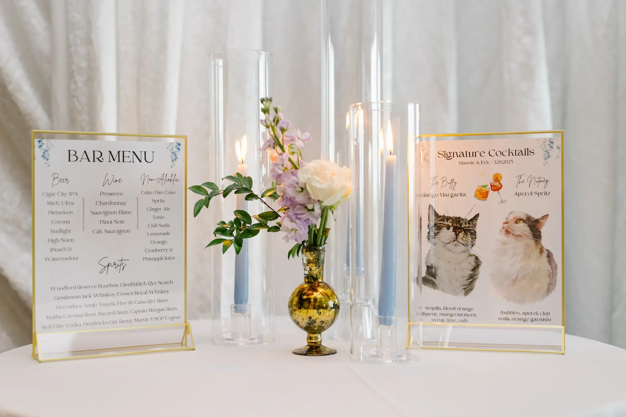 22Green Purple and Pink Spring Florida Wedding Inspiration - Pastel, Old Florida Spring Wedding | The Birchwood Green, Purple, and Pink Spring Wedding Reception Bar Menu, Signature Cocktail Sign Decor Ideas