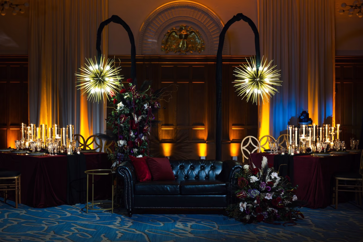 Dark and Moody Burgundy Wedding Reception Decor Ideas | Tampa Bay Rentals A Chair Affair | Gabro Event Services | Planner UNIQUE Weddings and Events
