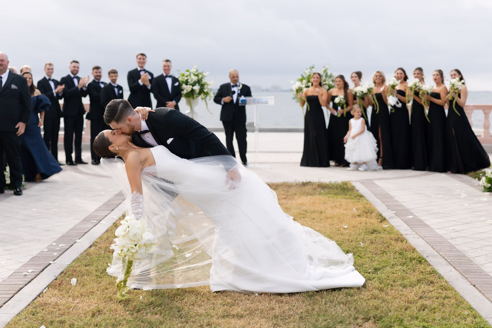 28Classy Black and White Timeless Wedding Inspiration - Chic, Black and White Sarasota Wedding | New College of Florida Bride and Groom Just Married Wedding Portrait