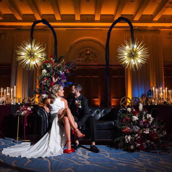 Dark and Moody Burgundy Wedding Reception Inspiration | Tampa Bay Photographer Iyrus Weddings | Event Venue Le Meridien | Content Creator Behind The Vows | Rentals Gabro Event Services