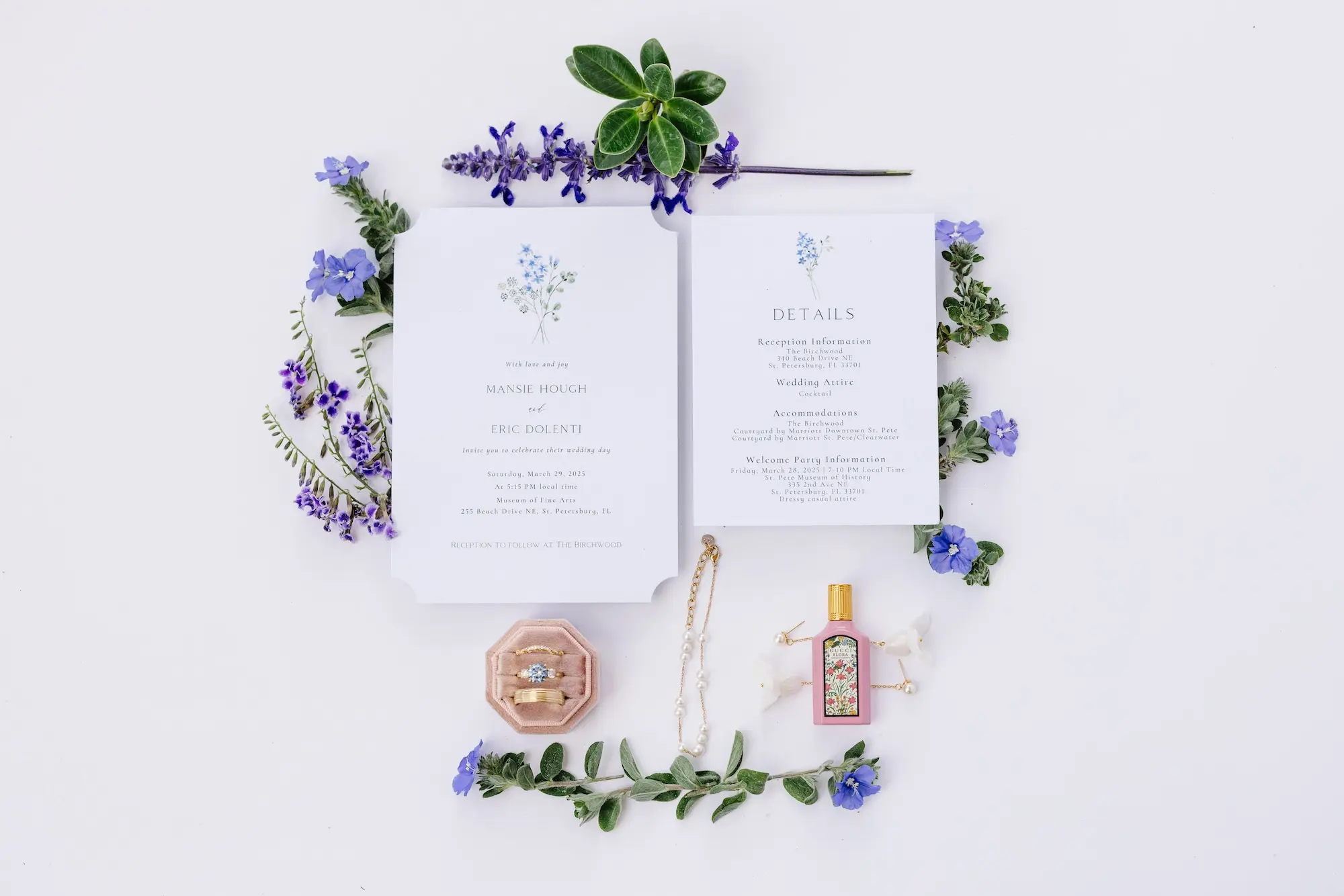 2Green Purple and Pink Spring Florida Wedding Inspiration - Pastel, Old Florida Spring Wedding | The Birchwood Spring Wedding Invitation Suite Ideas