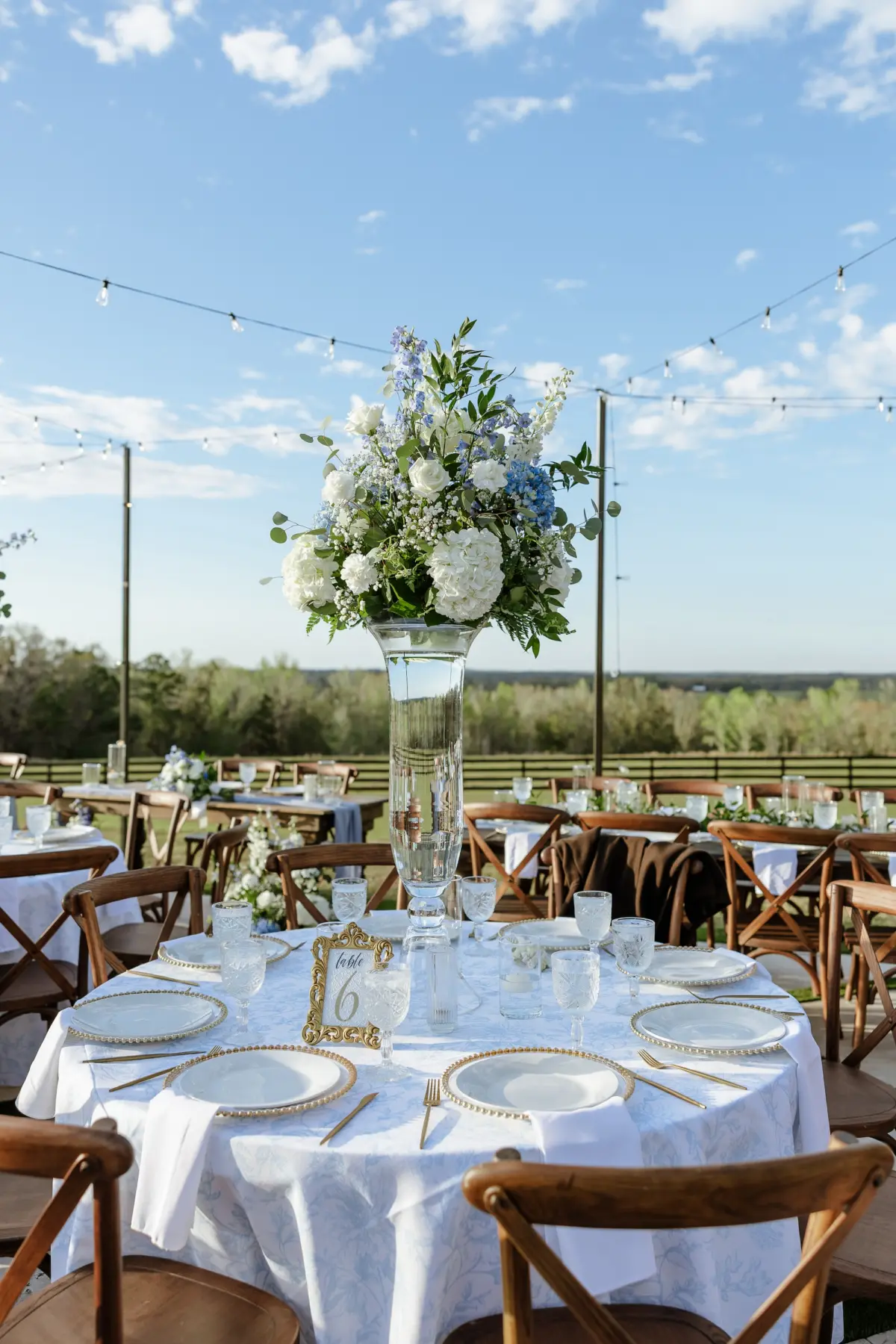 30Classic LIght Blue Florida Wedding Ideas - Classic White and Light Blue Brooksville Wedding | La Hacienda on Snow Hill Classic Light Blue Florida Wedding Reception Centerpiece Decor Ideas