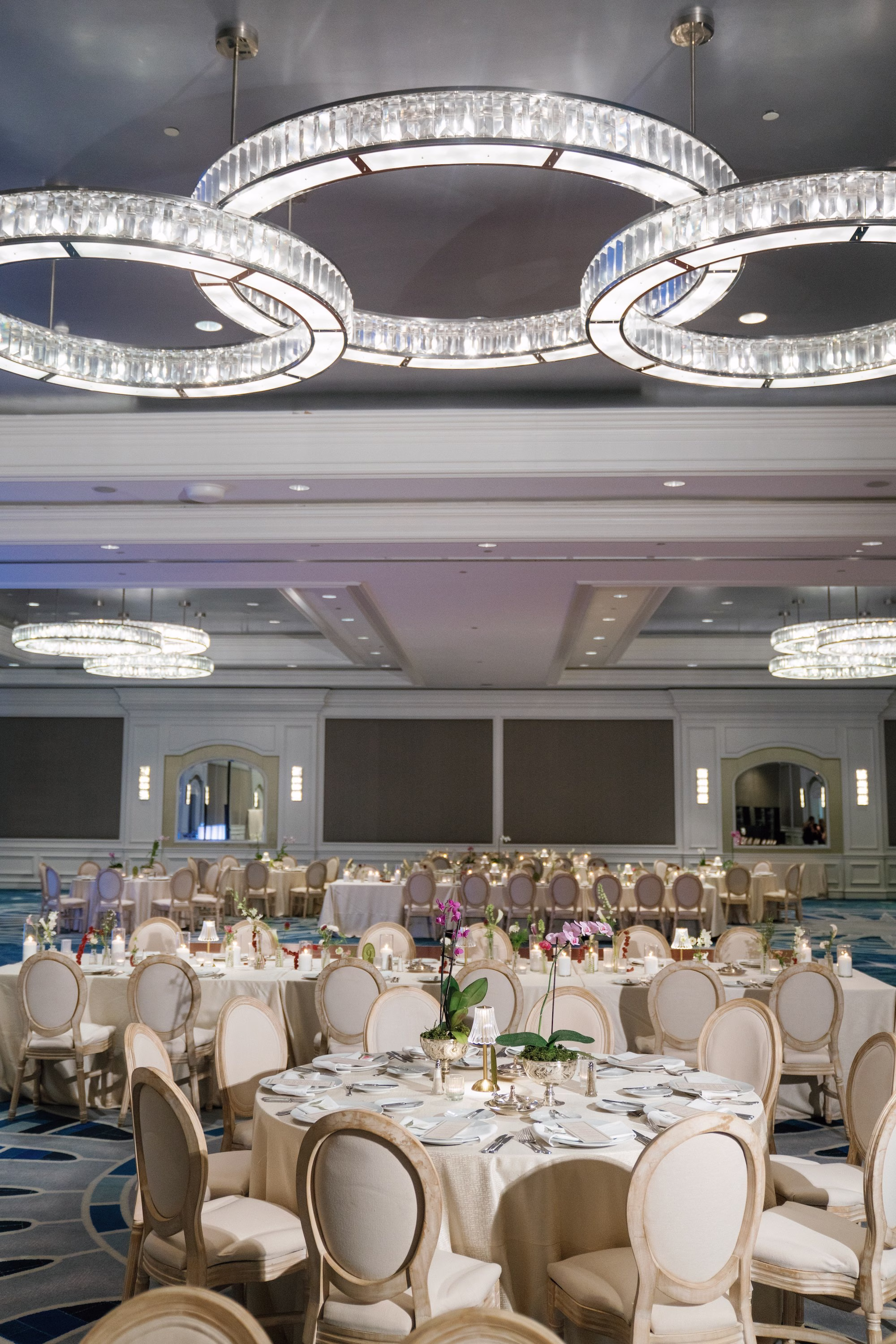 30Elegant Florida Garden Party Wedding Inspiration Ritz Carlton Sarasota - Luxurious Garden Destination Wedding | Ritz-Carlton, Sarasota Luxurious Neutral Organic Ballroom Wedding Reception | Modern Neutral Tan Oval King Louis Chairs | Colorful Purple Shades Orchid Centerpiece Flower Arrangement Ideas | Event Venue Ritz Carlton Sarasota | Tampa Bay Planner MDP Events
