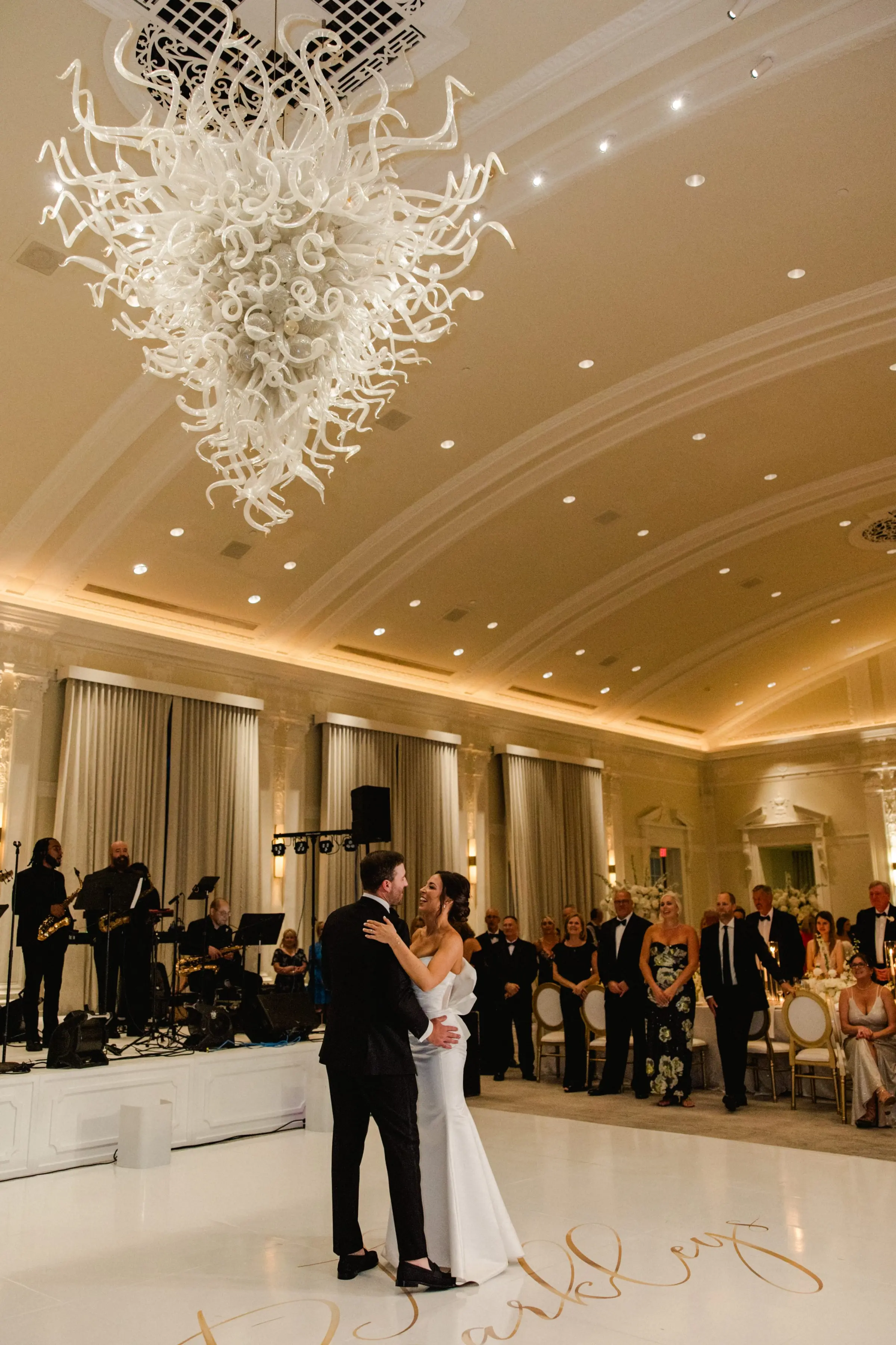 40Classic White and Gold Florida Wedding St Pete Reception Venue The Vinoy - Classic White and Gold St. Petersburg Wedding | The Vinoy Bride and Groom First Dance Wedding Portrait