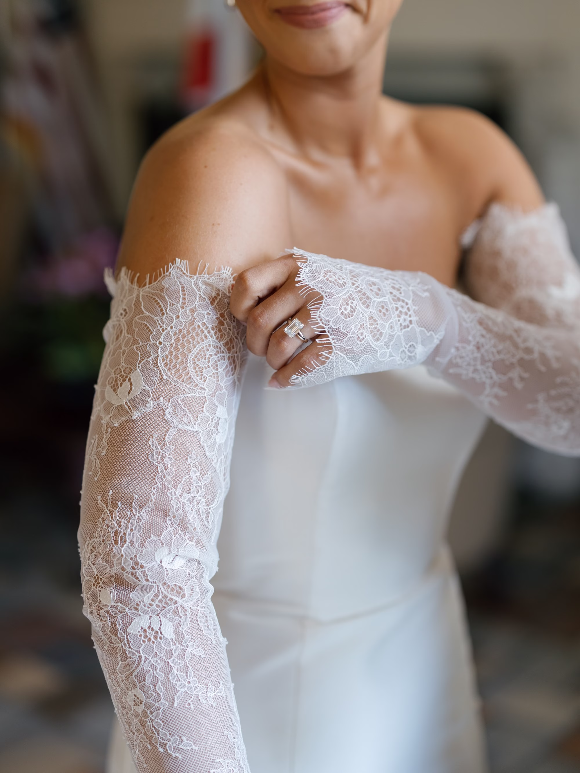 6Classy Black and White Timeless Wedding Inspiration - Chic, Black and White Sarasota Wedding | New College of Florida White Lace Jenny Yoo Wedding Dress Inspiration