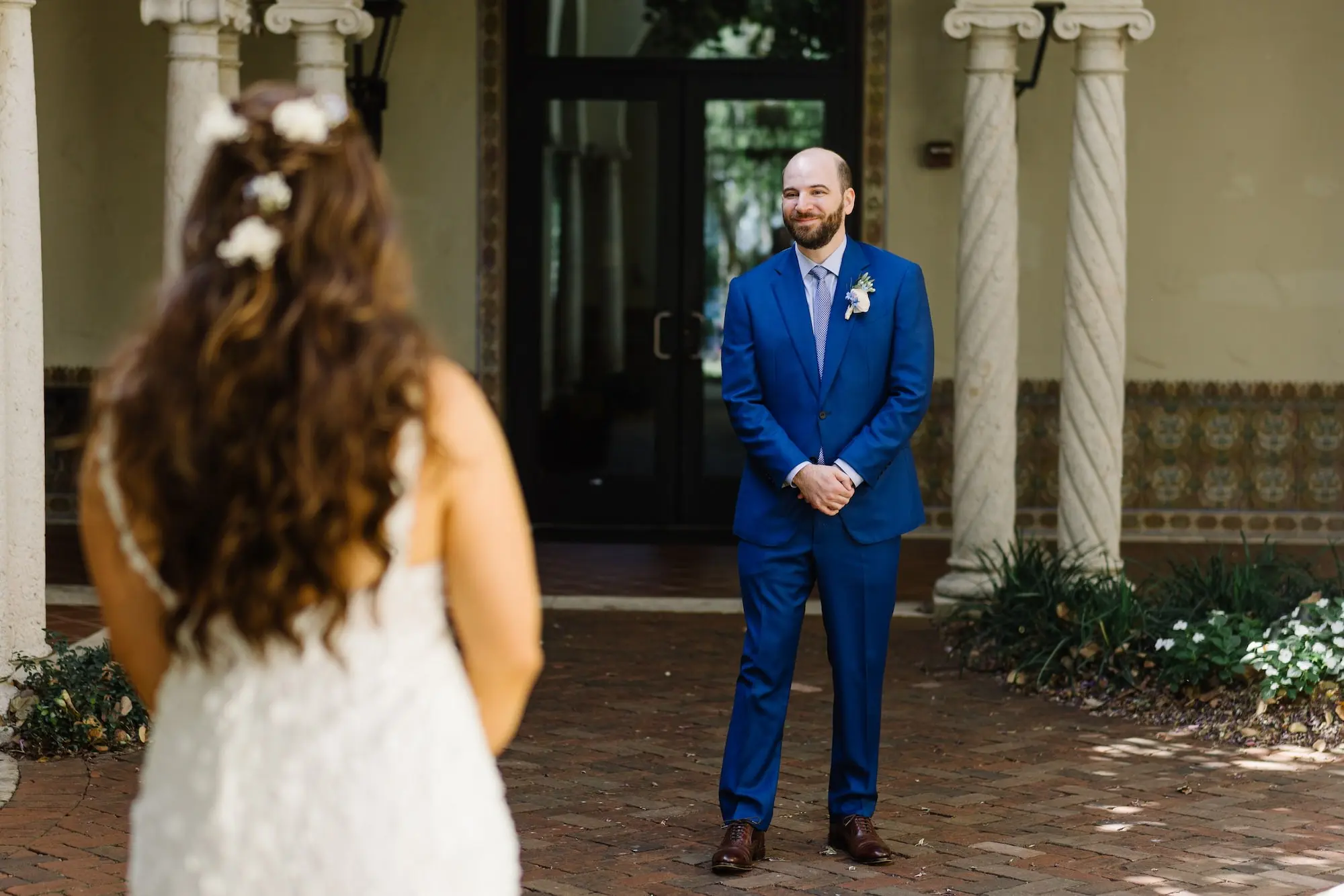 8Green Purple and Pink Spring Florida Wedding Inspiration - Pastel, Old Florida Spring Wedding | The Birchwood Bride and Groom First Look Wedding Portrait