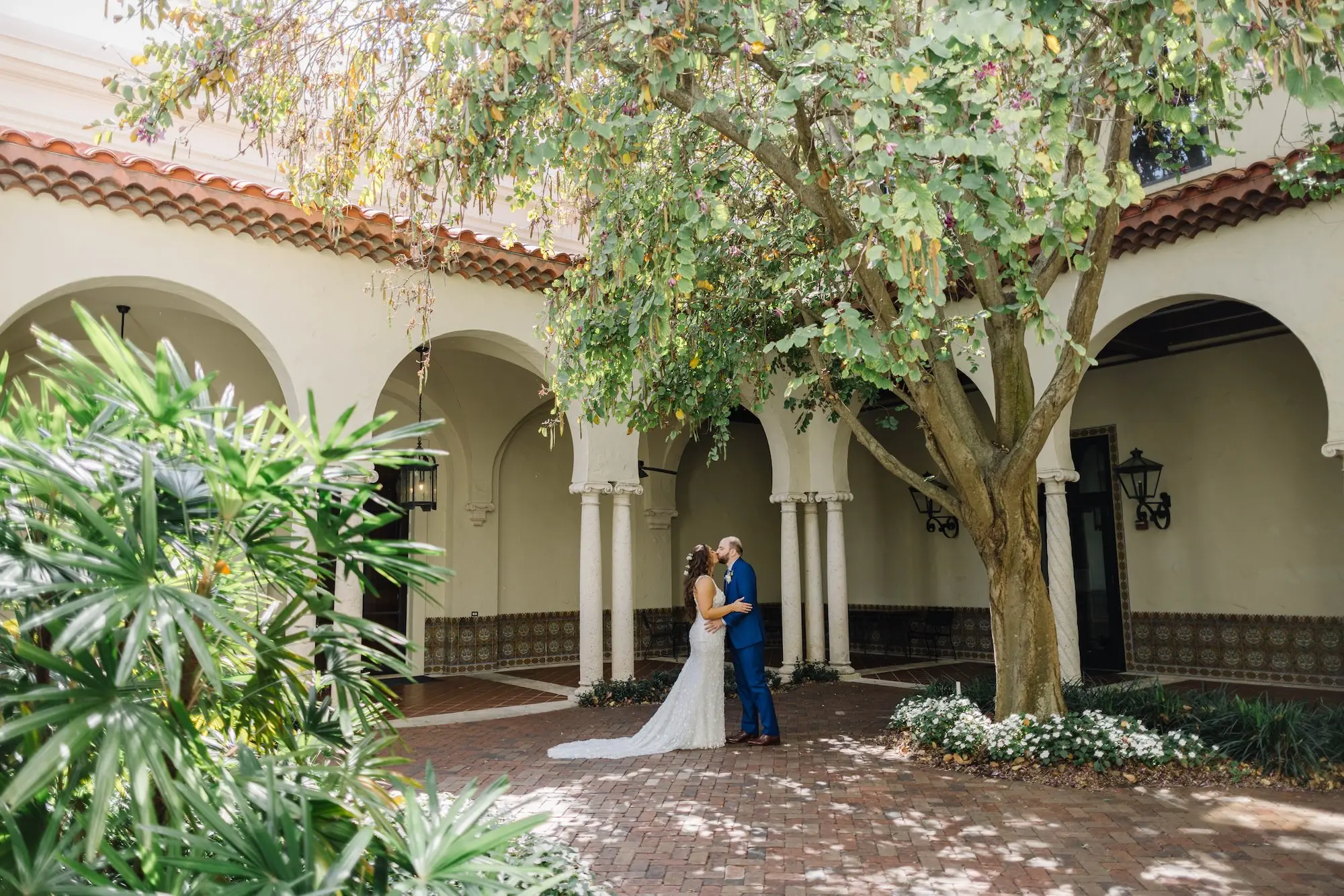 9Green Purple and Pink Spring Florida Wedding Inspiration St Pete Venue Museum of Fine A - Pastel, Old Florida Spring Wedding | The Birchwood Bride and Groom First Look Wedding Portrait | St Pete Event venue Museum of Fine Arts
