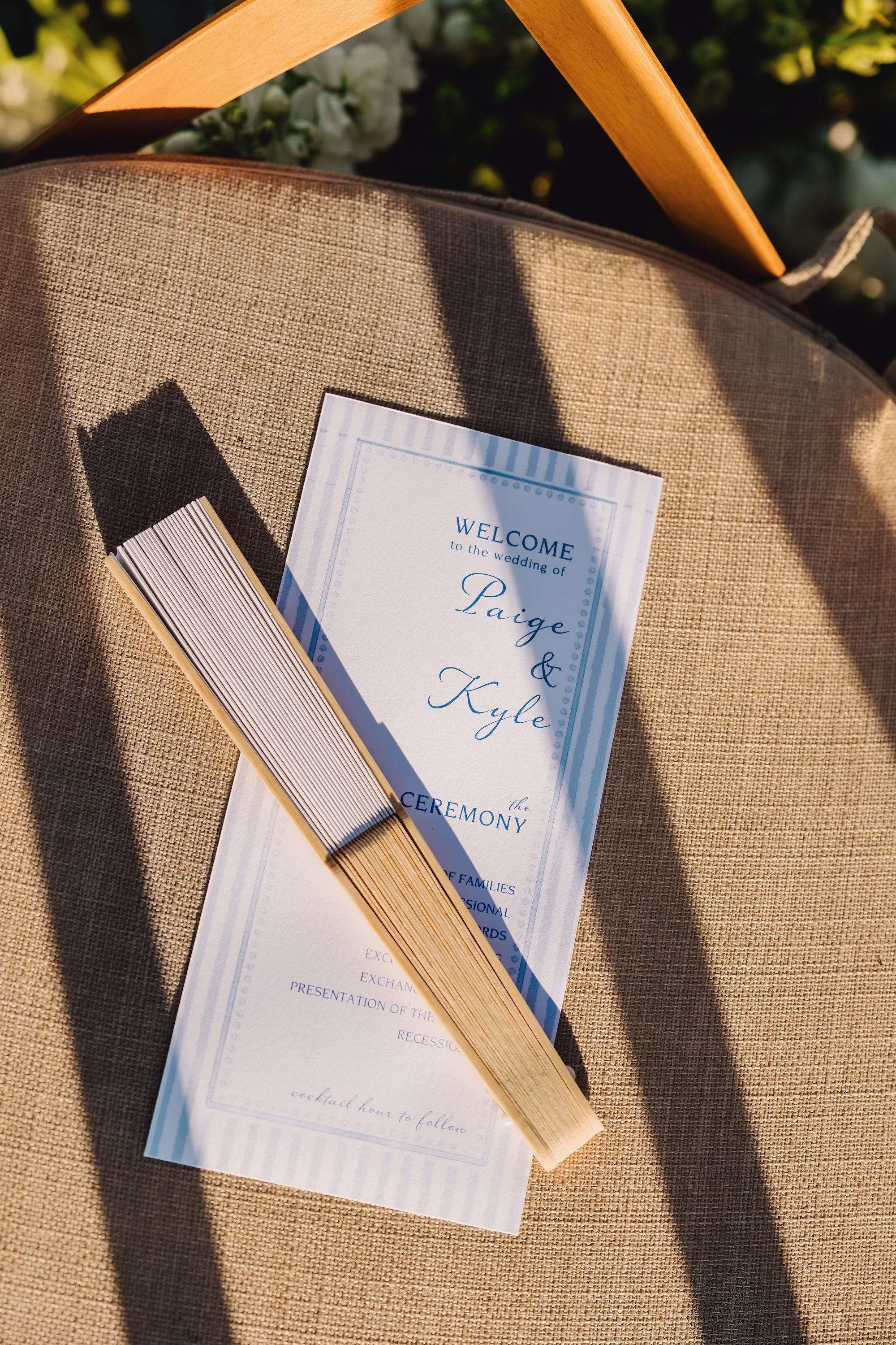 22Coastal Blue and White Rooftop Florida Wedding Ideas - Romantic Blue Coastal St. Pete Beach Wedding | The Hotel Zamora Elegant Coastal White and Blue Wedding Ceremony Welcome Program Inspiration | Wedding Ceremony Favor Fan Ideas | St Petersburg Wedding Planner Seashine Weddings