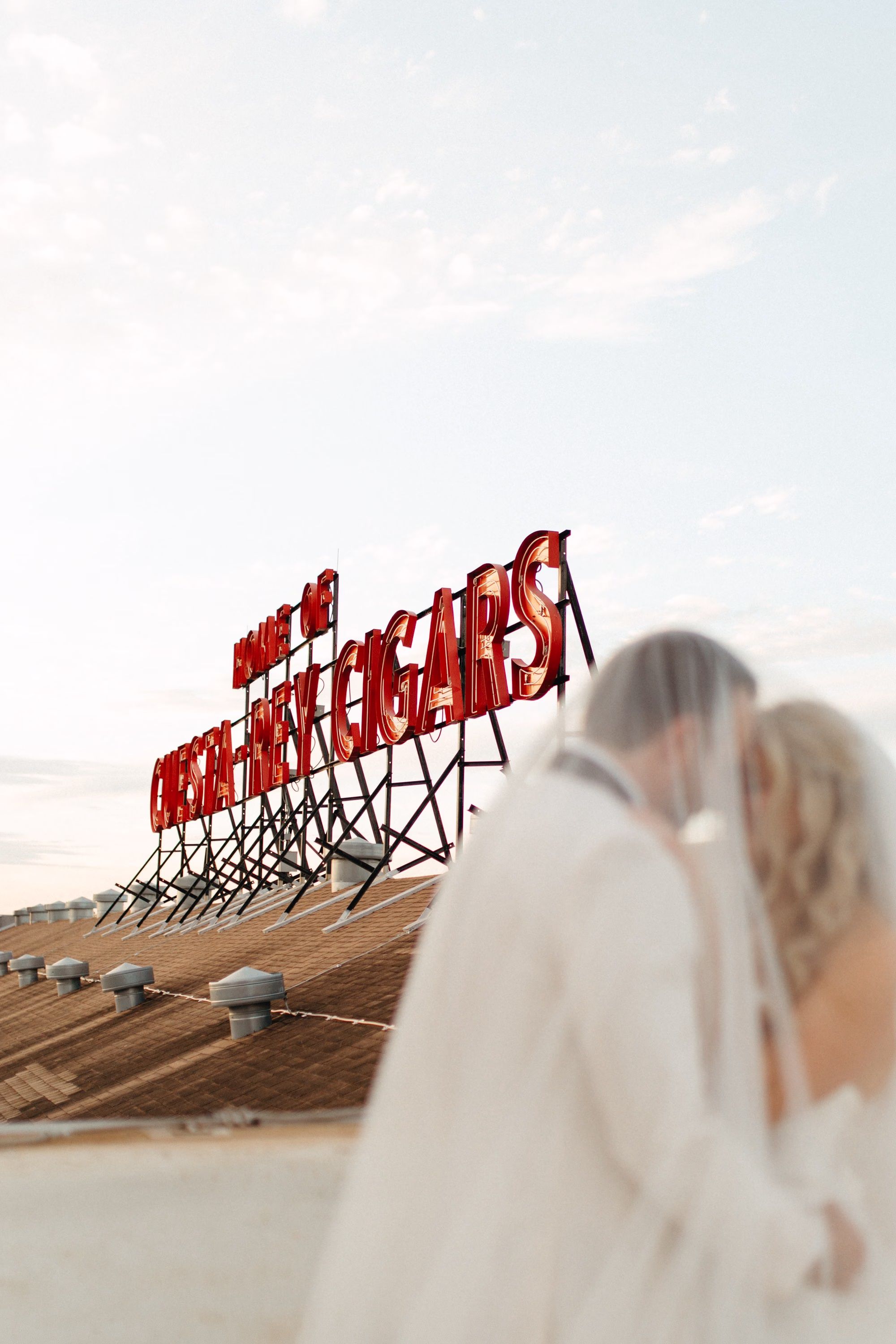 Bride and Groom Wedding Portrait in Tulle Veil | Tampa Bay Event Venue JC Newman Cigar Factory