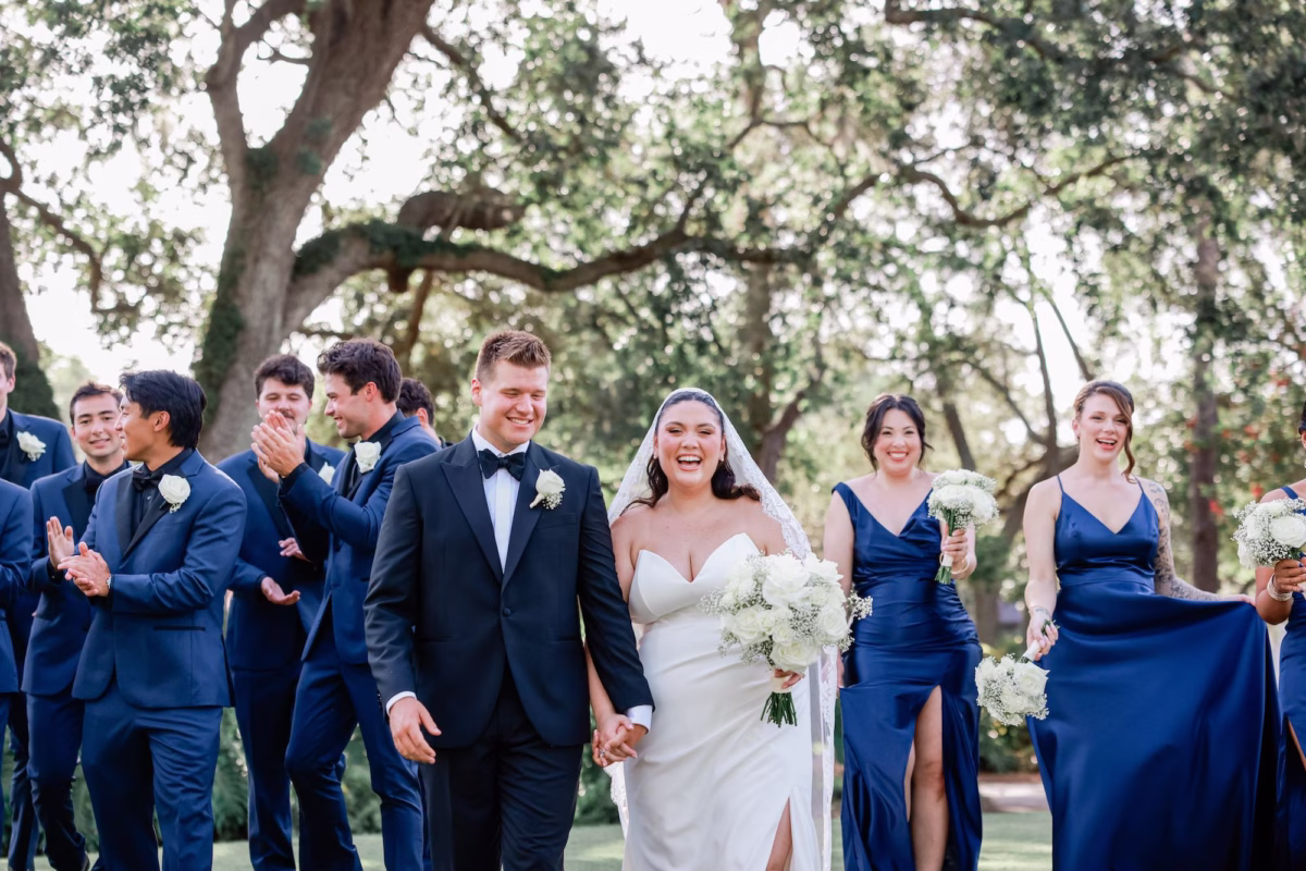 24Classic White Cream and Gold Wedding Ideas - Romantic White and Gold Tampa Wedding | Avila Golf & Country Club Bride and Groom with Wedding Party Portrait