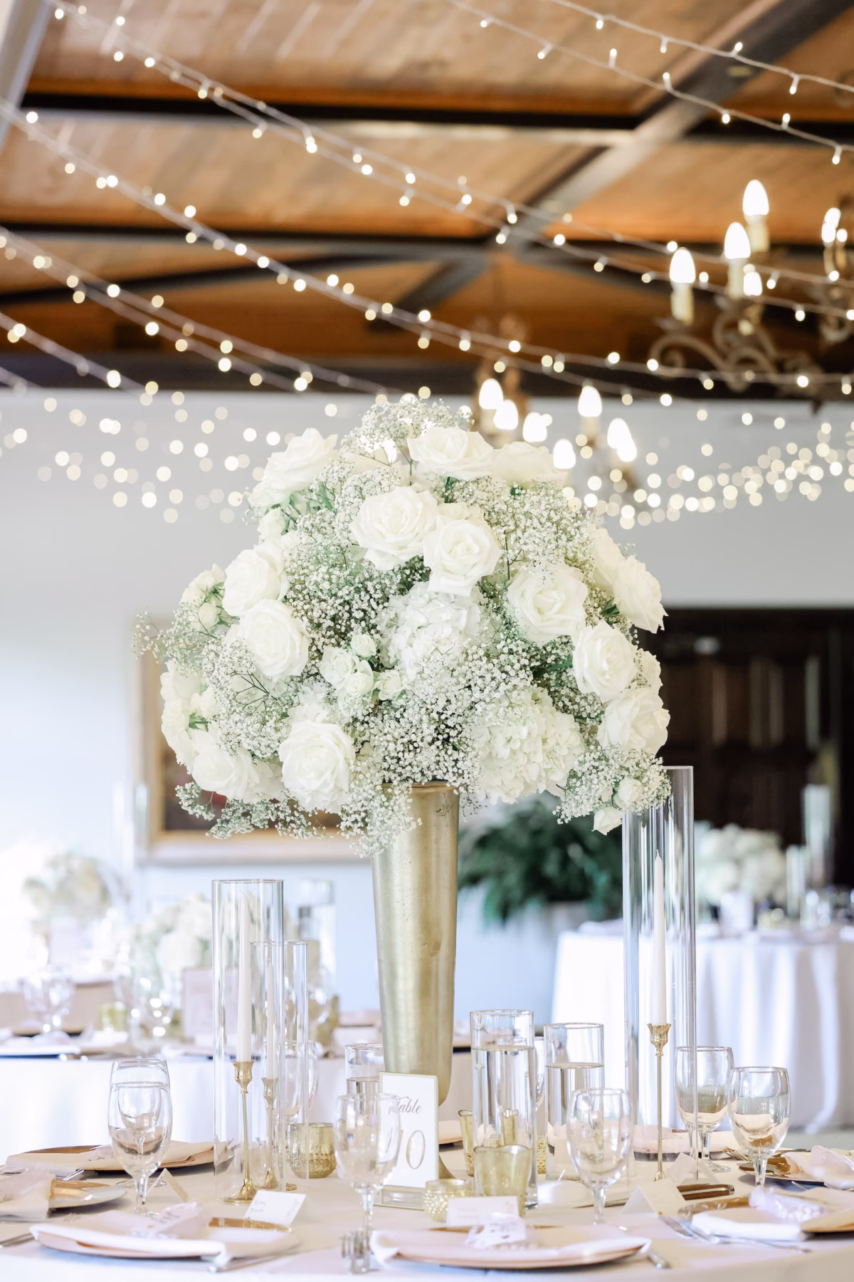 34Classic White Cream and Gold Wedding Ideas - Romantic White and Gold Tampa Wedding | Avila Golf & Country Club Classic White, Cream, and Gold Wedding Reception Centerpiece Decor Ideas