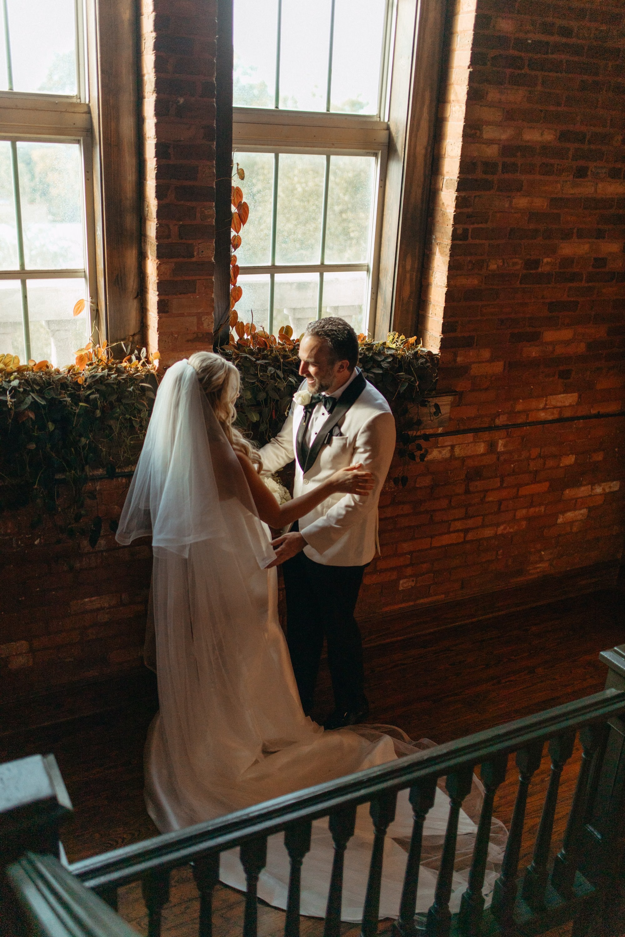 Bride and Groom First Look Wedding Portrait