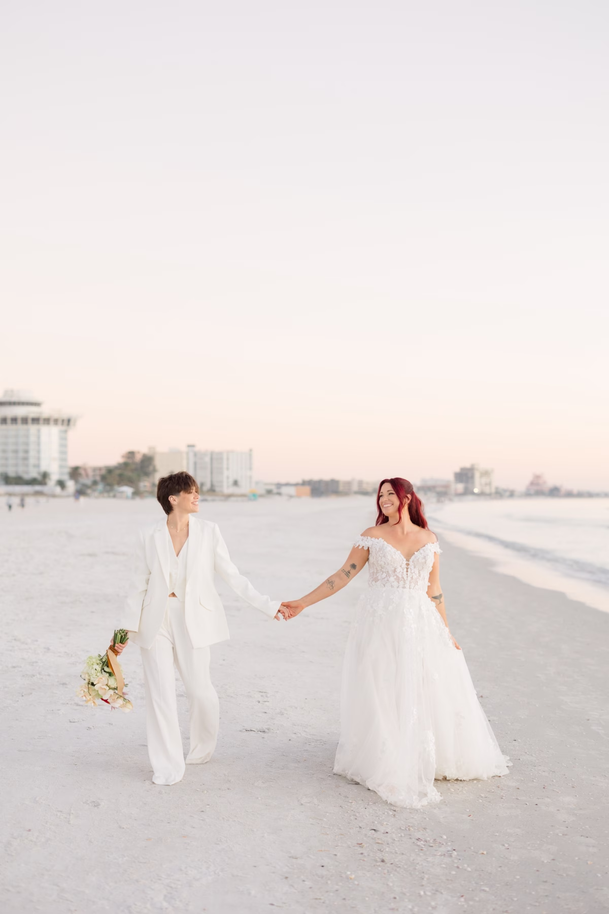 Bride and Bride Beach Wedding Portrait | St Pete Photographer Susan Elizabeth Photography | Event Venue TradeWinds Resort