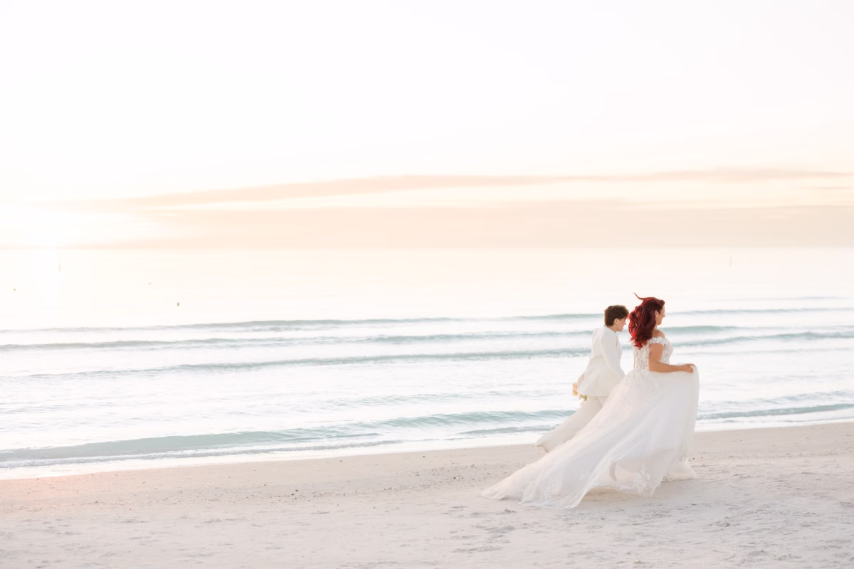 Bride and Bride Beach Wedding Portrait | St Pete Photographer Susan Elizabeth Photography | Content Creator Behind The Vows | Videographer Pine and Forge