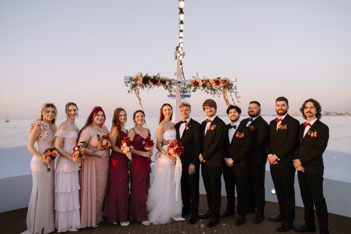 Bride and Groom With Wedding Party Portrait
