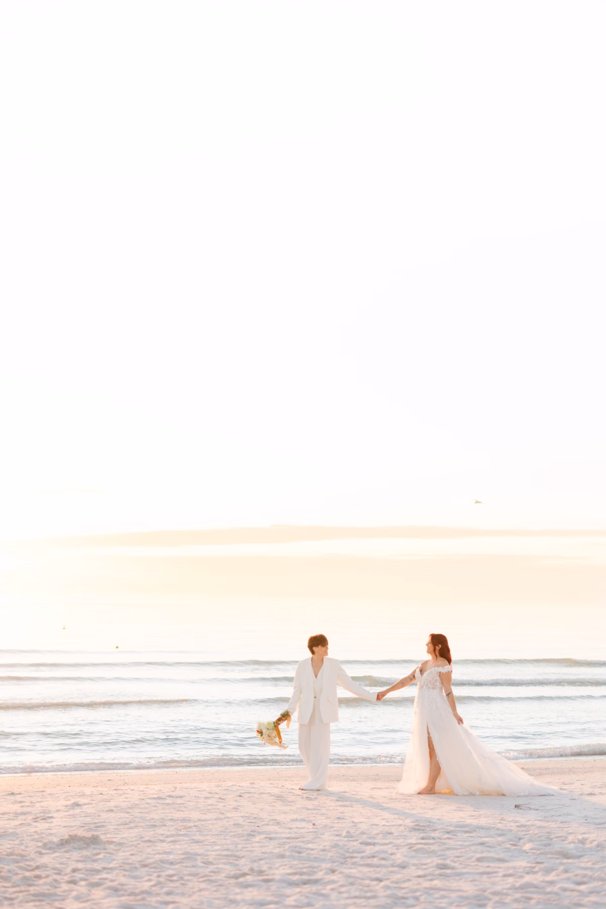 Bride and Bride Beach Wedding Portrait | St Pete Photographer Susan Elizabeth Photography | Content Creator Behind The Vows | Videographer Pine and Forge